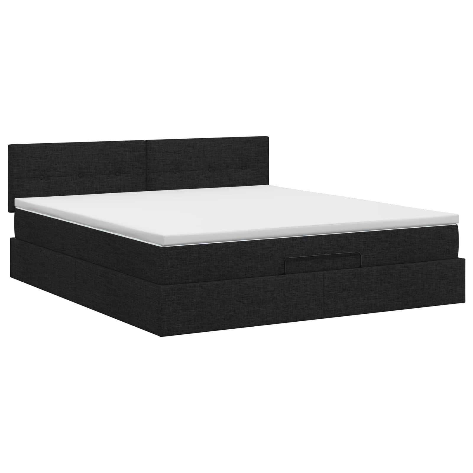 vidaXL Ottoman Bett mit Matratze Schwarz 180 x 200 cm Stoff