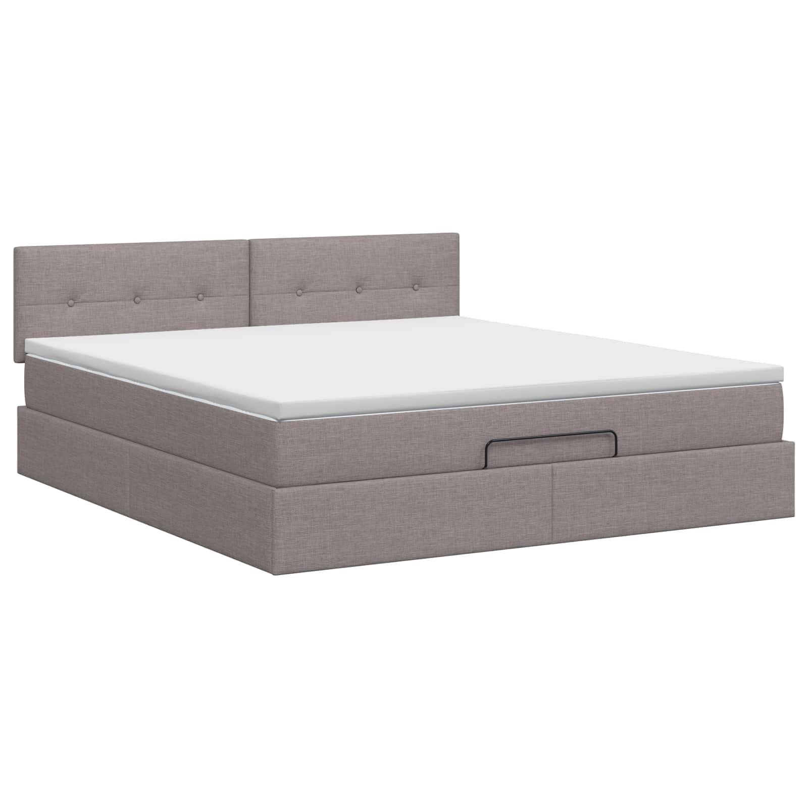 vidaXL Ottoman Bett mit Matratze mit Kopfteil Taupe 180 x 200 cm Stoff