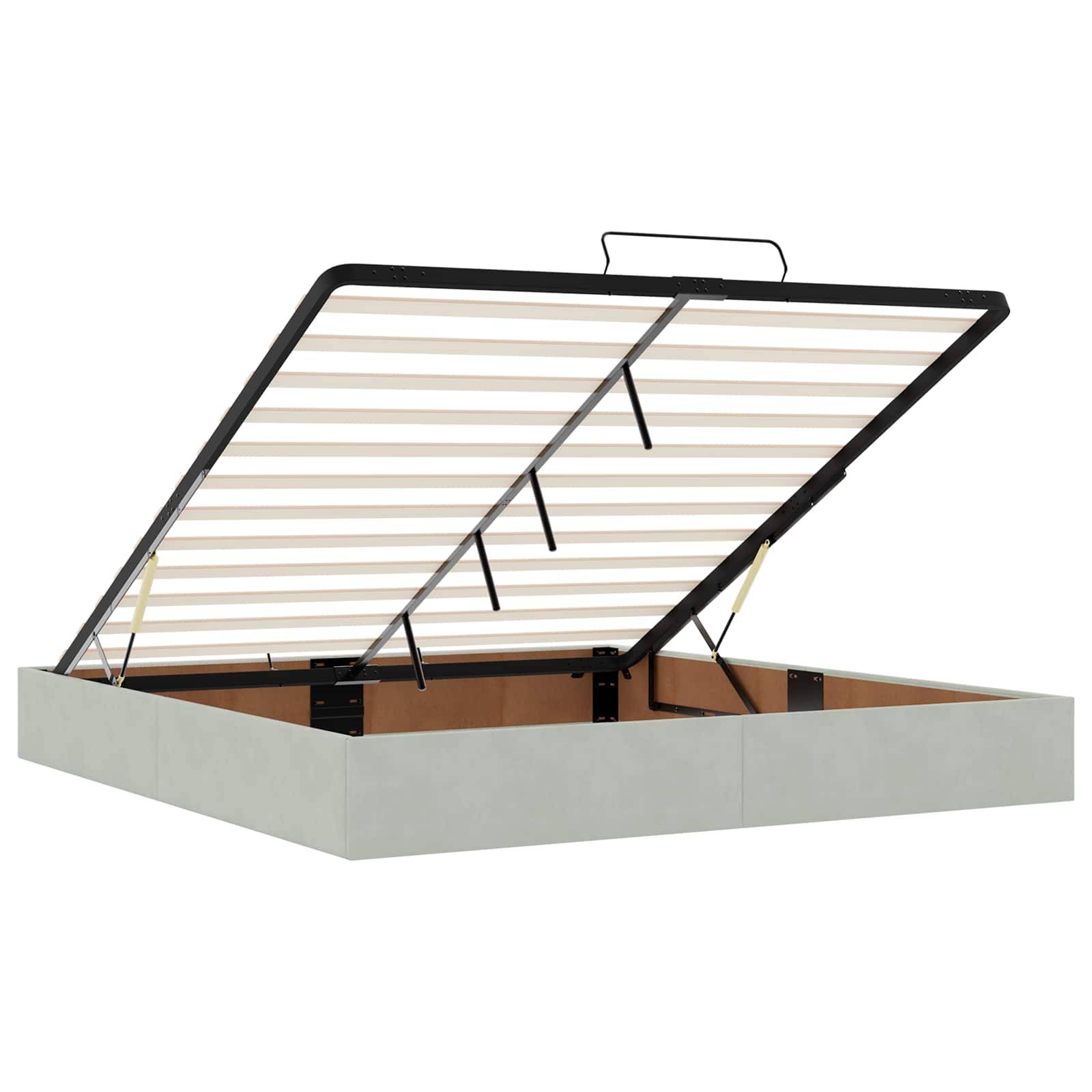 vidaXL Ottoman-Bett mit Matratze und LED Hellgrau 200 x 200 cm Samt