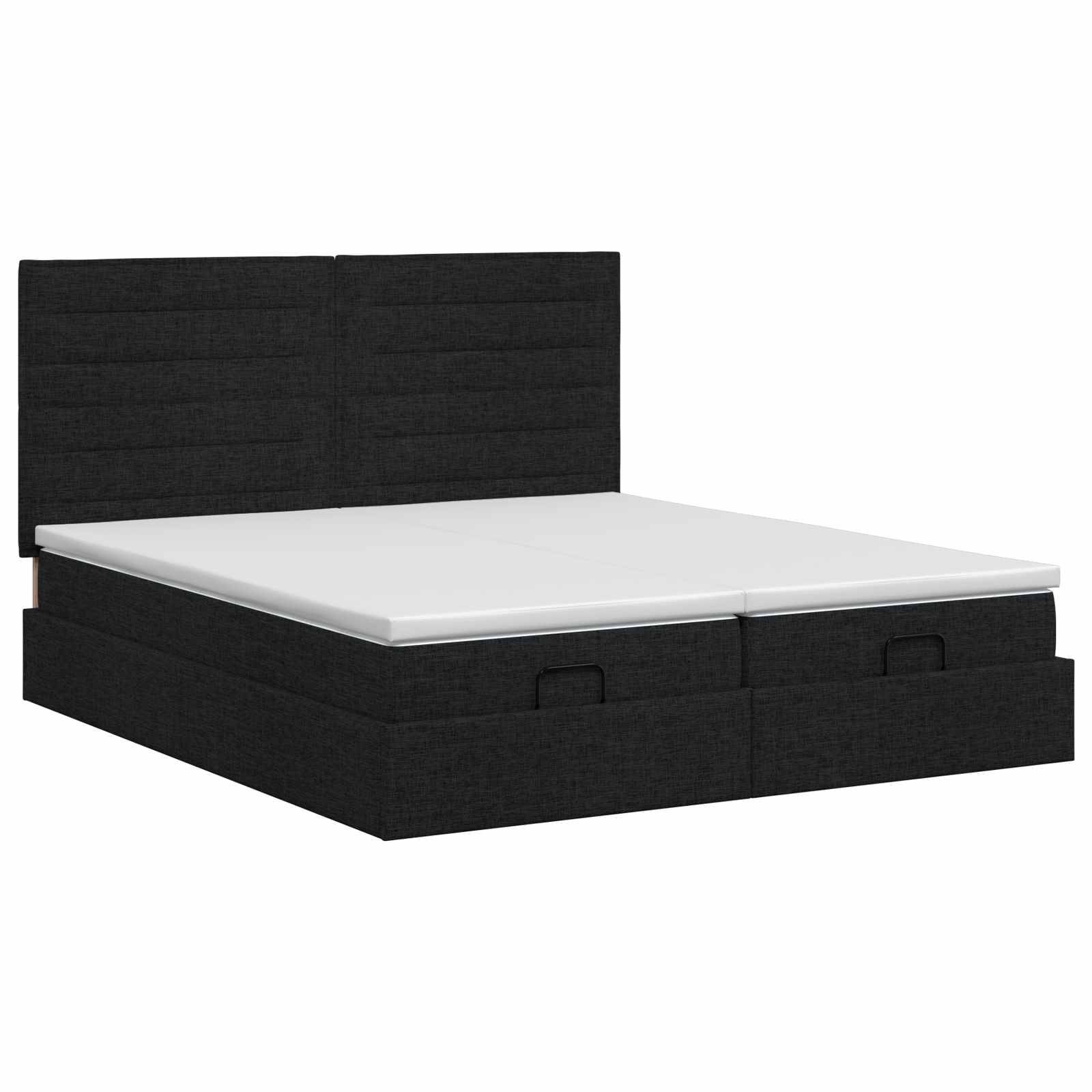 vidaXL Ottoman Bett mit Matratze mit Kopfteil 2 pcs Schwarz Stoff