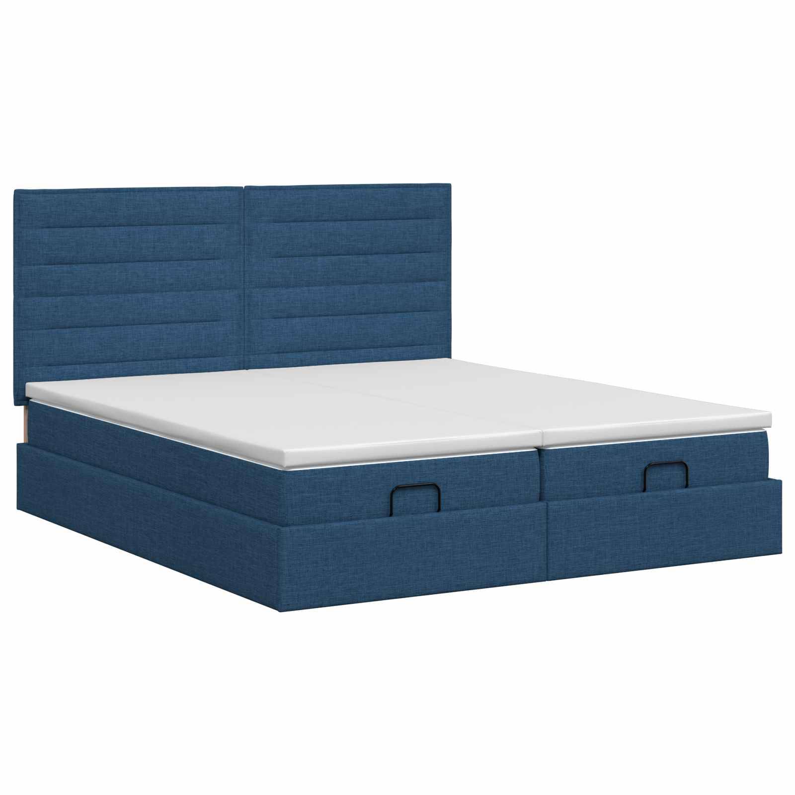 vidaXL Ottoman Bett mit Matratze mit Kopfteil 2 pcs Blau Stoff