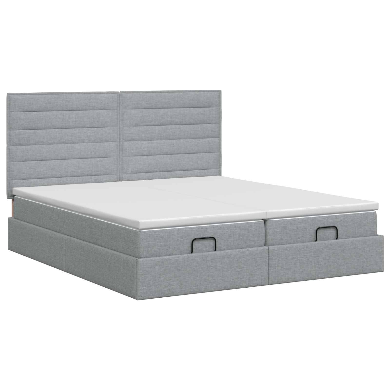 vidaXL Ottoman Bett mit Matratze mit Kopfteil 2 pcs Hellgrau Stoff