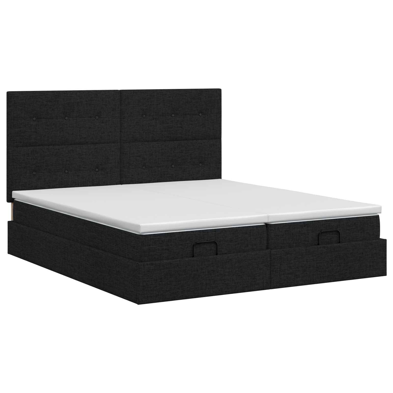vidaXL Ottoman Bett mit Matratze mit Kopfteil 2 Stk. Schwarz Stoff