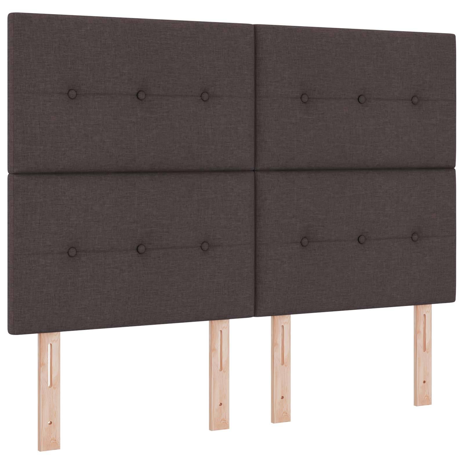 vidaXL LED Boxspringbett mit Matratze Dunkelbraun 140 x 200 cm Stoff