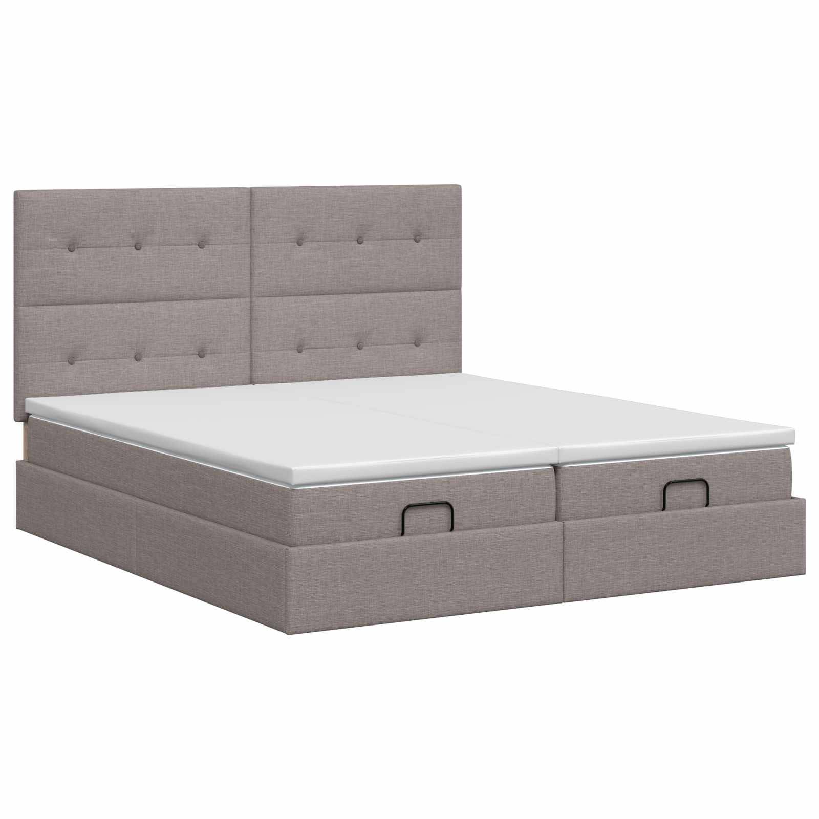 vidaXL Ottoman Bett mit Matratze mit Kopfteil 2 Stk. Taupe Stoff