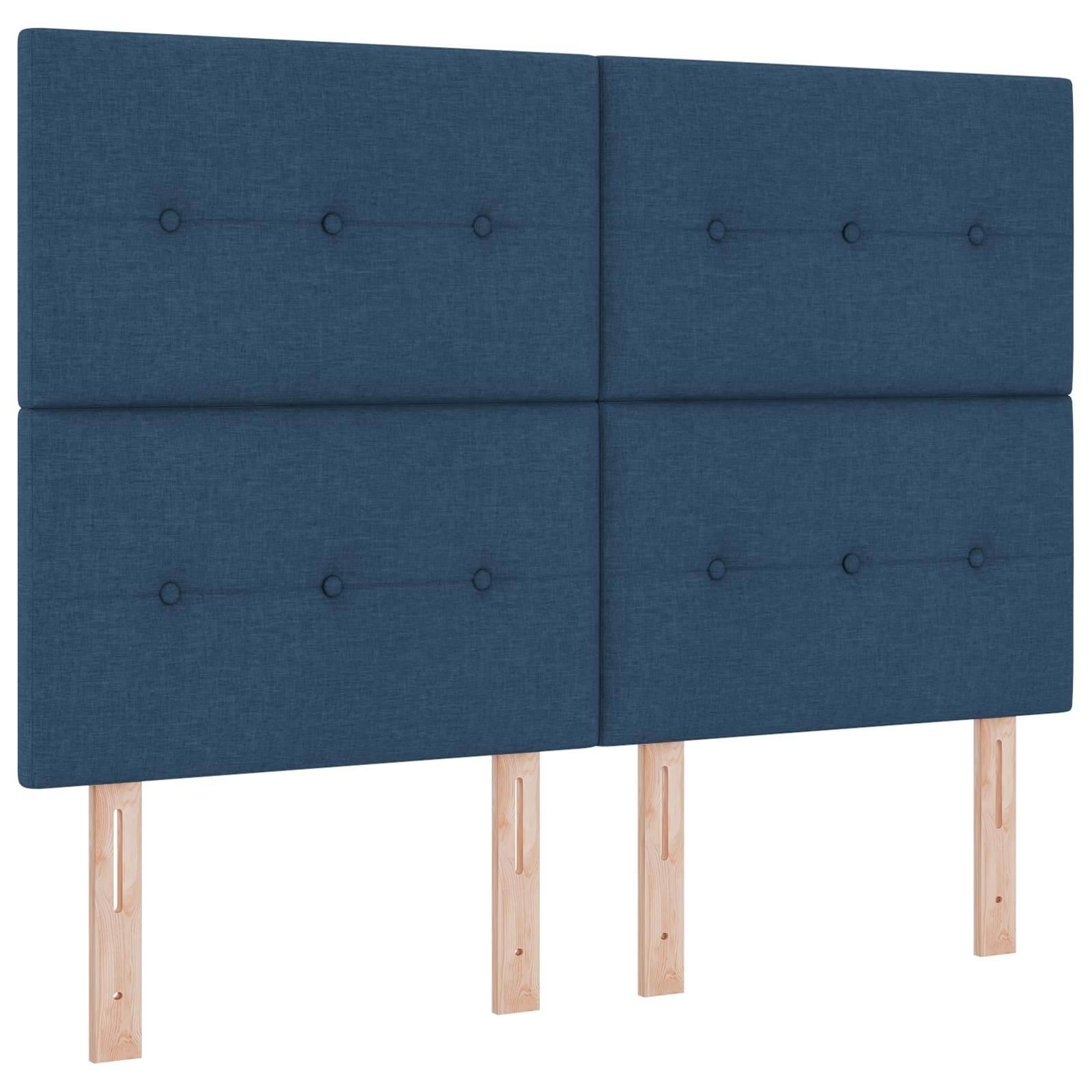 vidaXL LED Boxspringbett mit Matratze Blau 140 x 190 cm Stoff