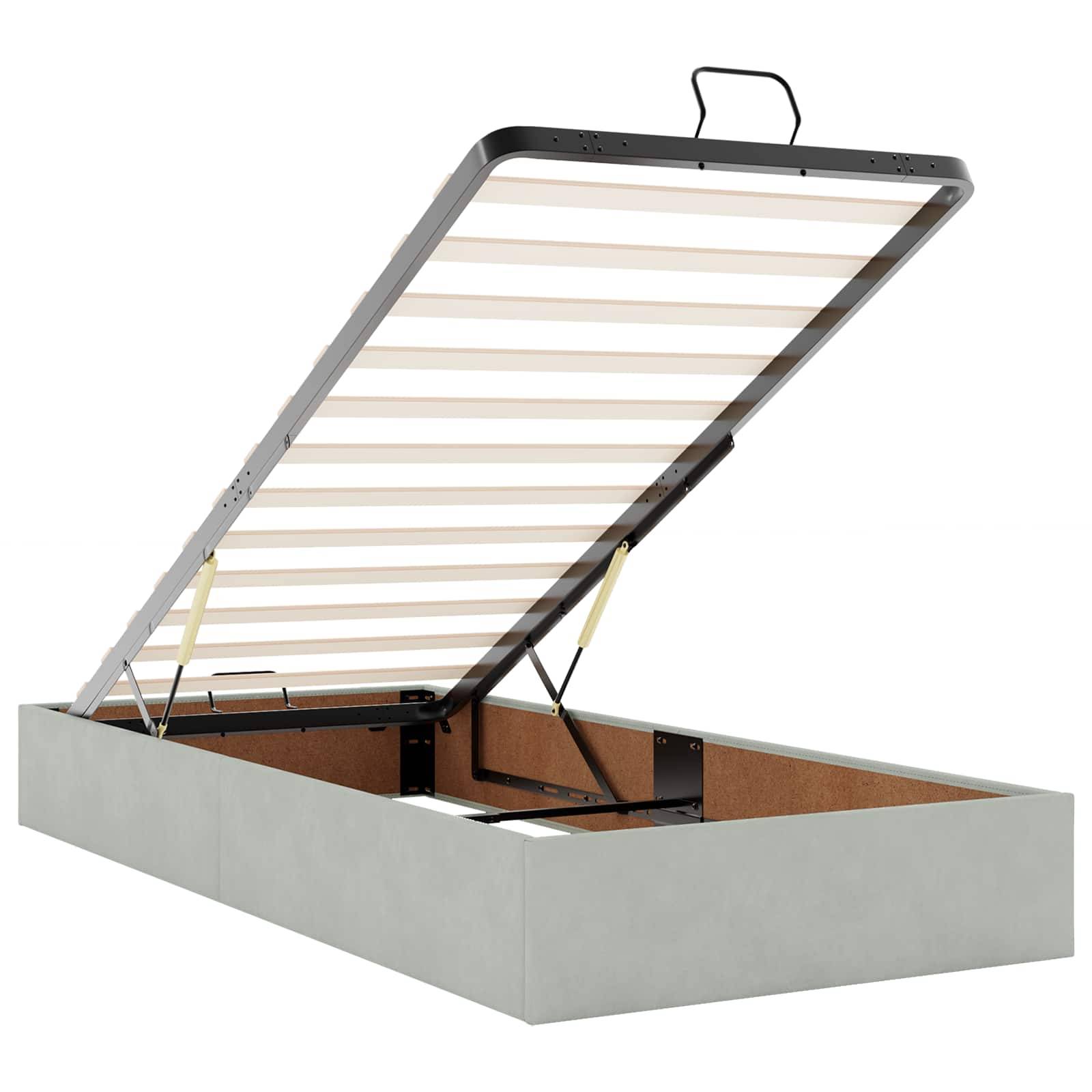 vidaXL Ottoman-Bett mit Matratze und LED Hellgrau 180 x 200 cm Samt
