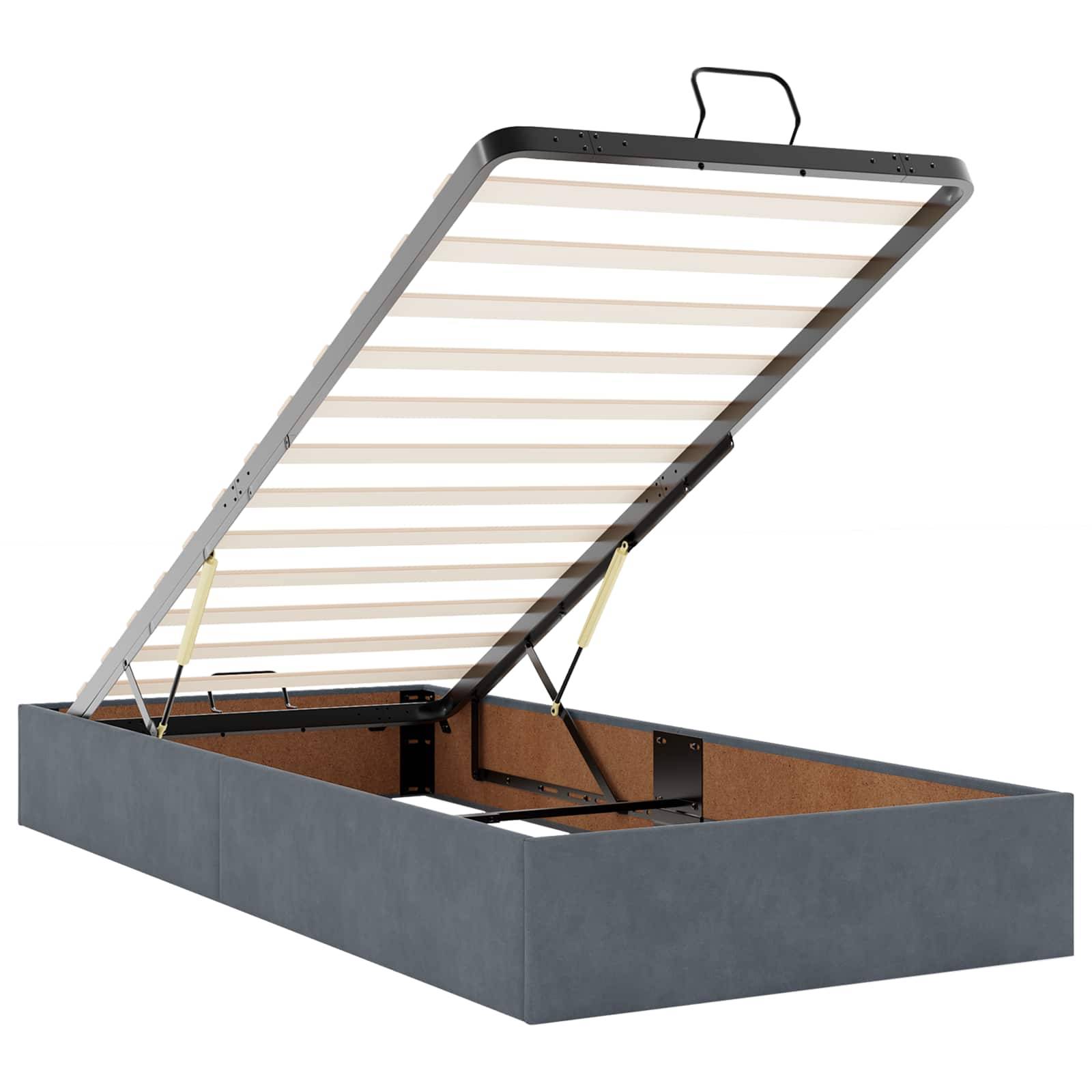 vidaXL Ottoman-Bett mit Matratze und LED Dunkelgrau 160 x 200 cm Samt