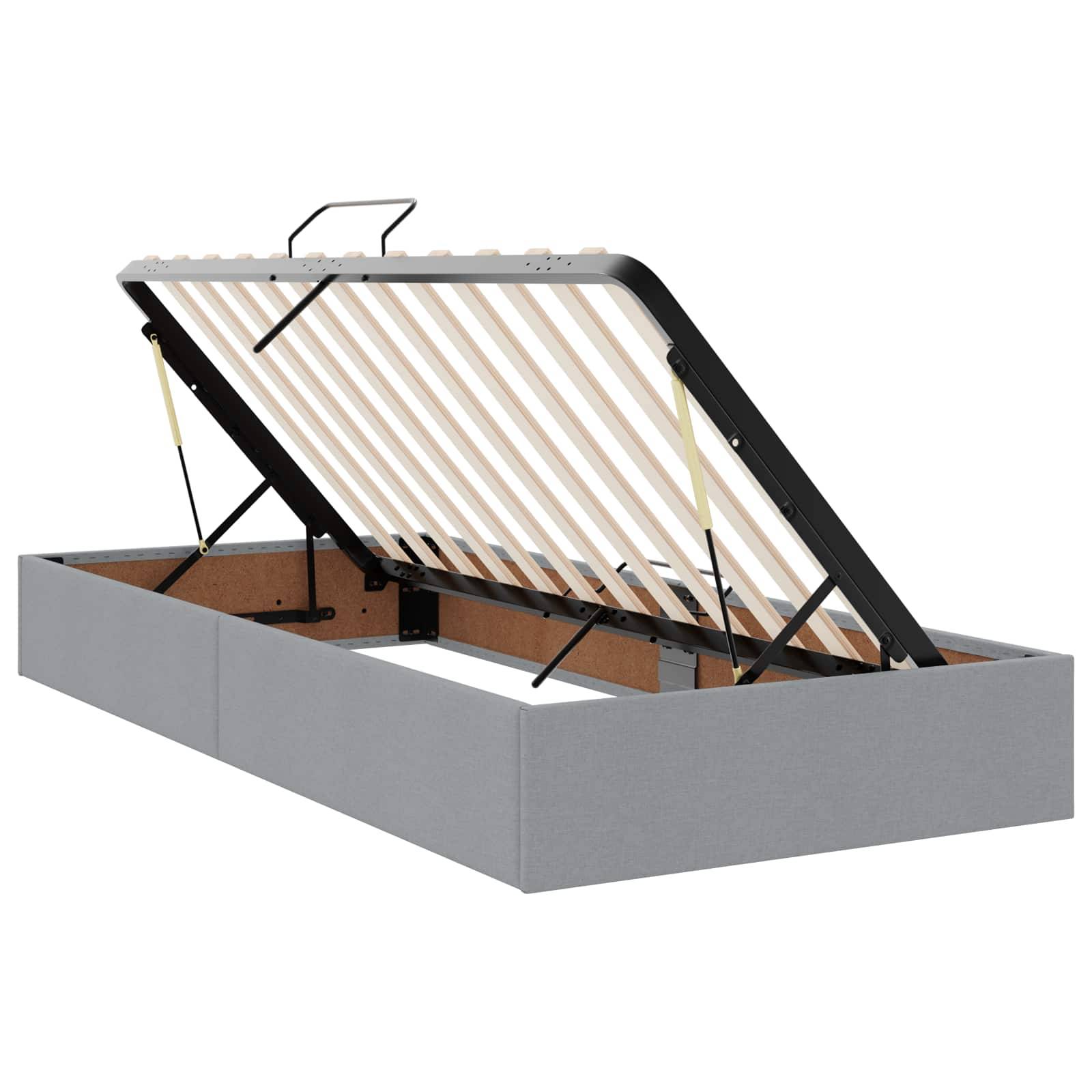 vidaXL Aufbewahrungsbett mit Kopfteil Hellgrau 180 x 200 cm Stoff