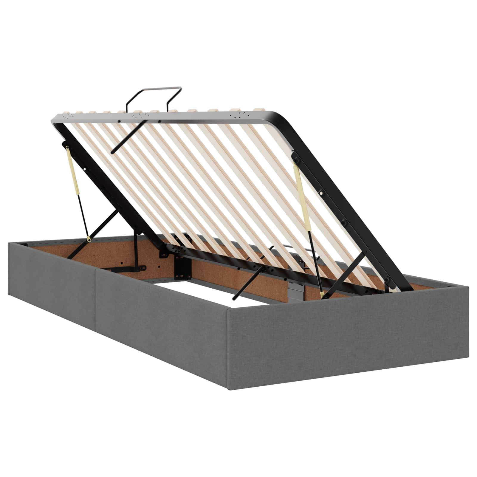 vidaXL LED-Speicherbett mit Matratze Dunkelgrau 100 x 200 cm Stoff