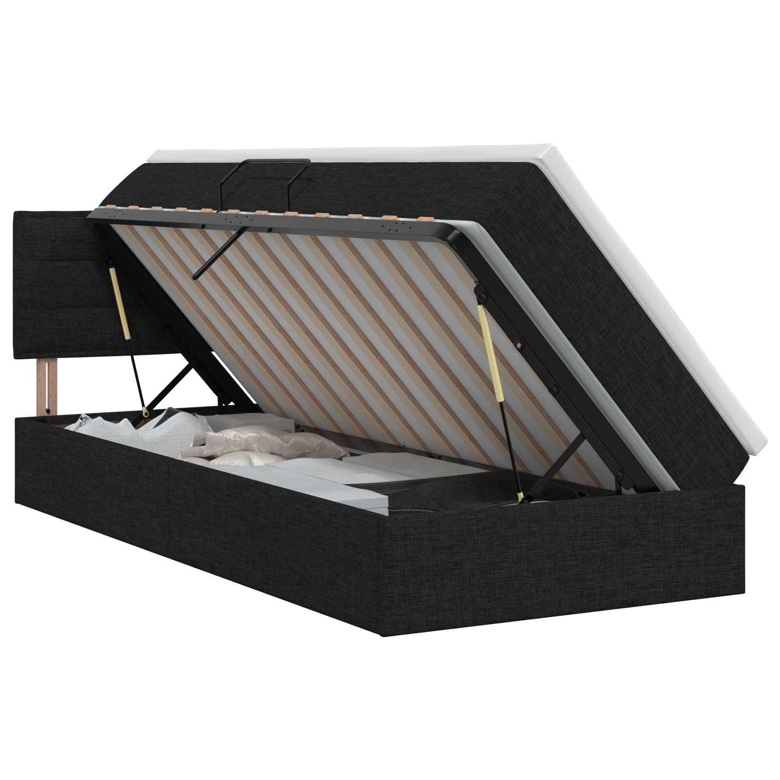 vidaXL Aufbewahrungsbett mit Matratze mit Kopfteil Schwarz 90 x 200 cm