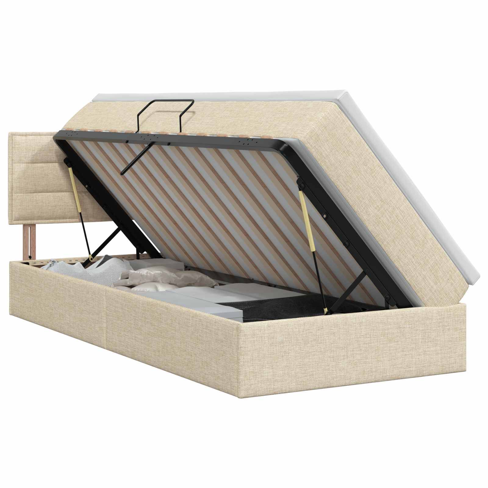 vidaXL Aufbewahrungsbett mit Matratze Creme 100 x 200 cm Samt