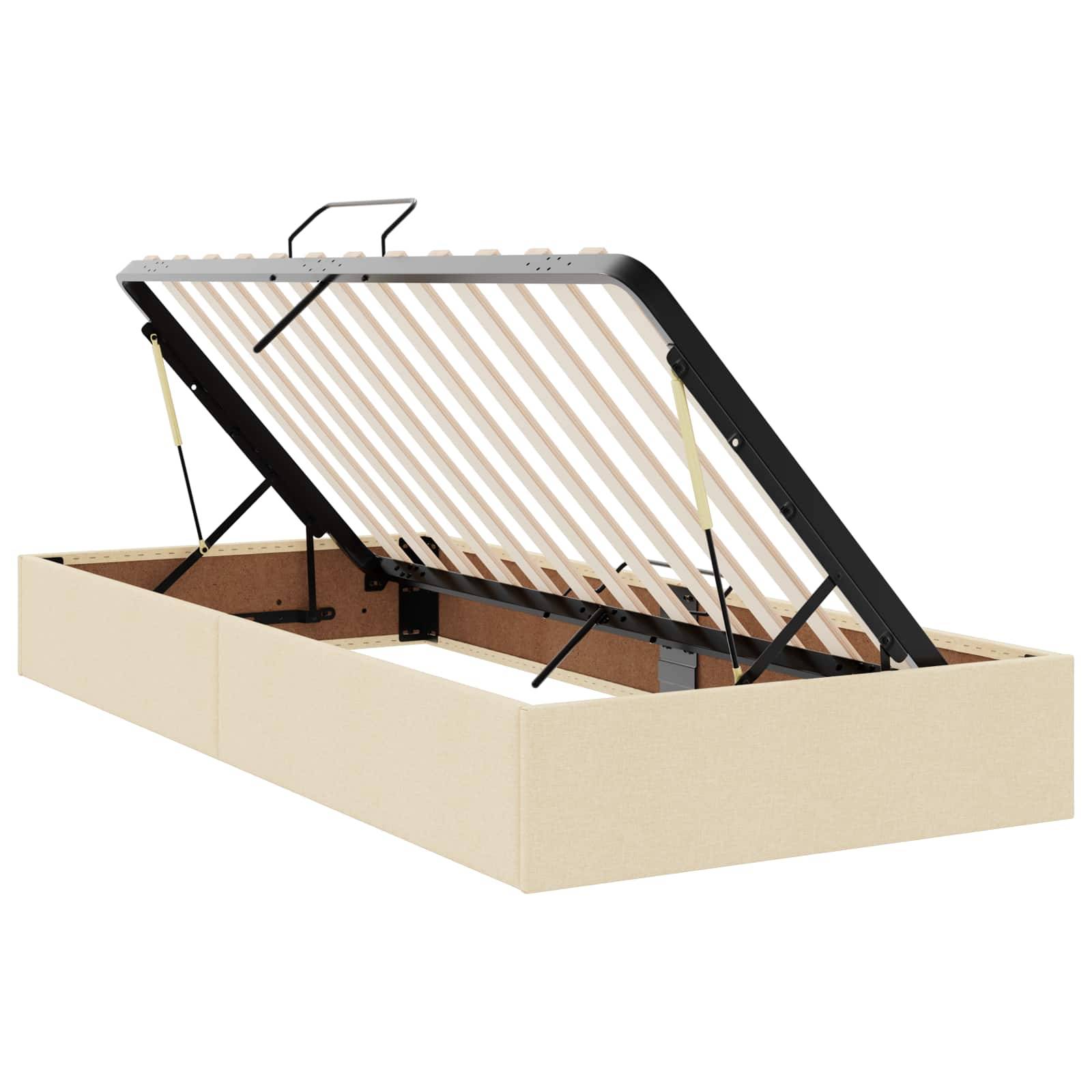 vidaXL Aufbewahrungsbett mit Matratze Creme 90 x 200 cm Stoff