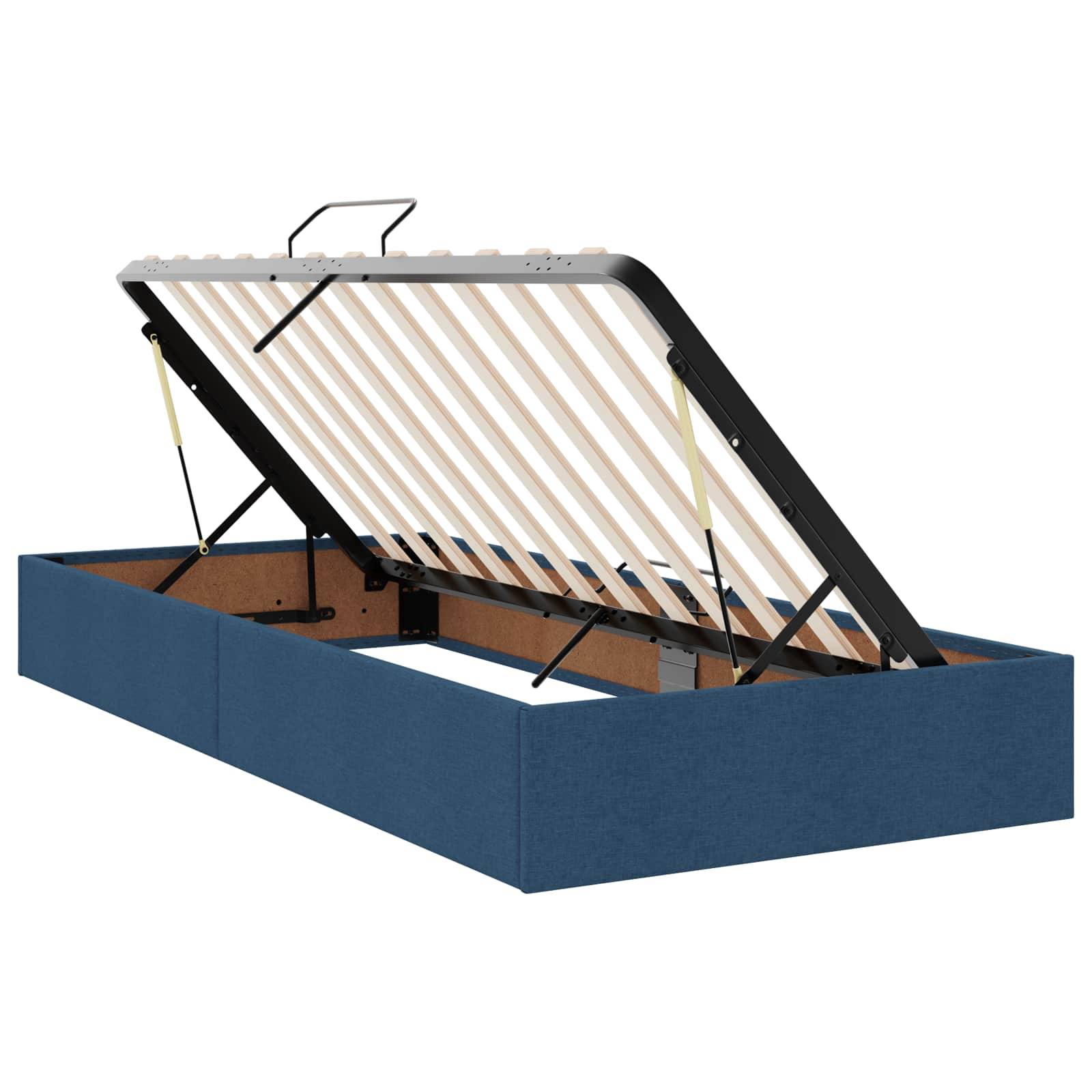 vidaXL LED-Speicherbett mit Matratze Blau 200 x 200 cm Stoff