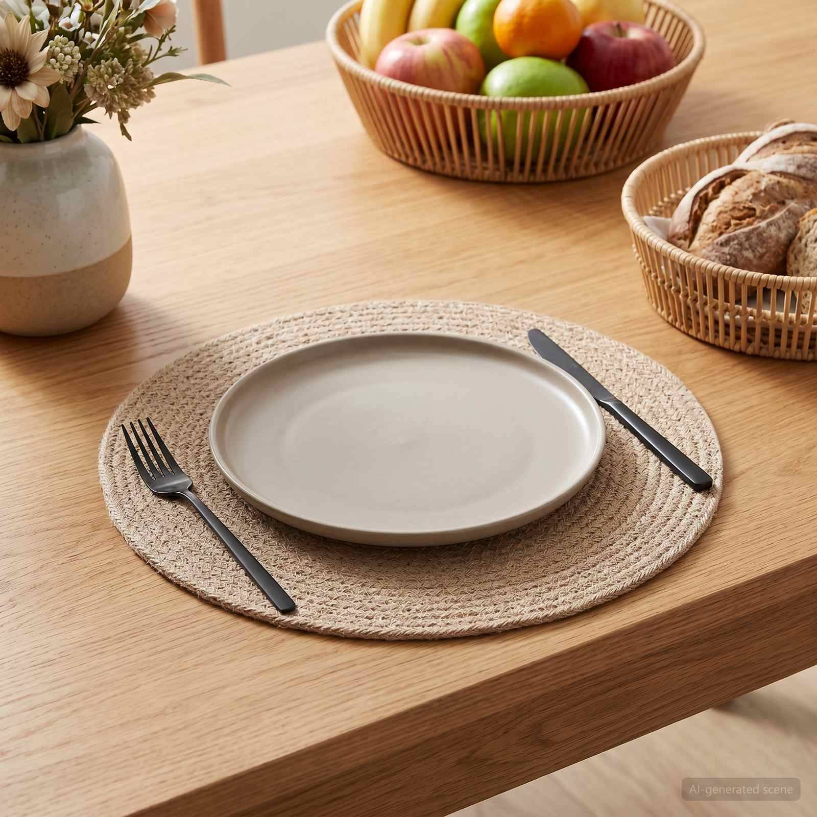 vidaXL Jute-Untersetzer 4 pcs Natur Ø 30 cm 100% Tossa-Jute