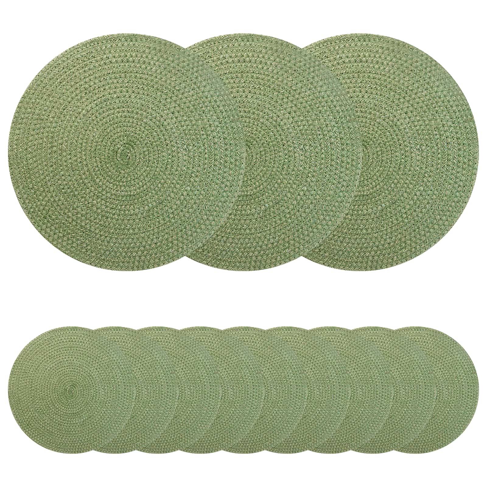 vidaXL Jute-Untersetzer 12 pcs Olivgrün Ø 30 cm 100% Tossa-Jute