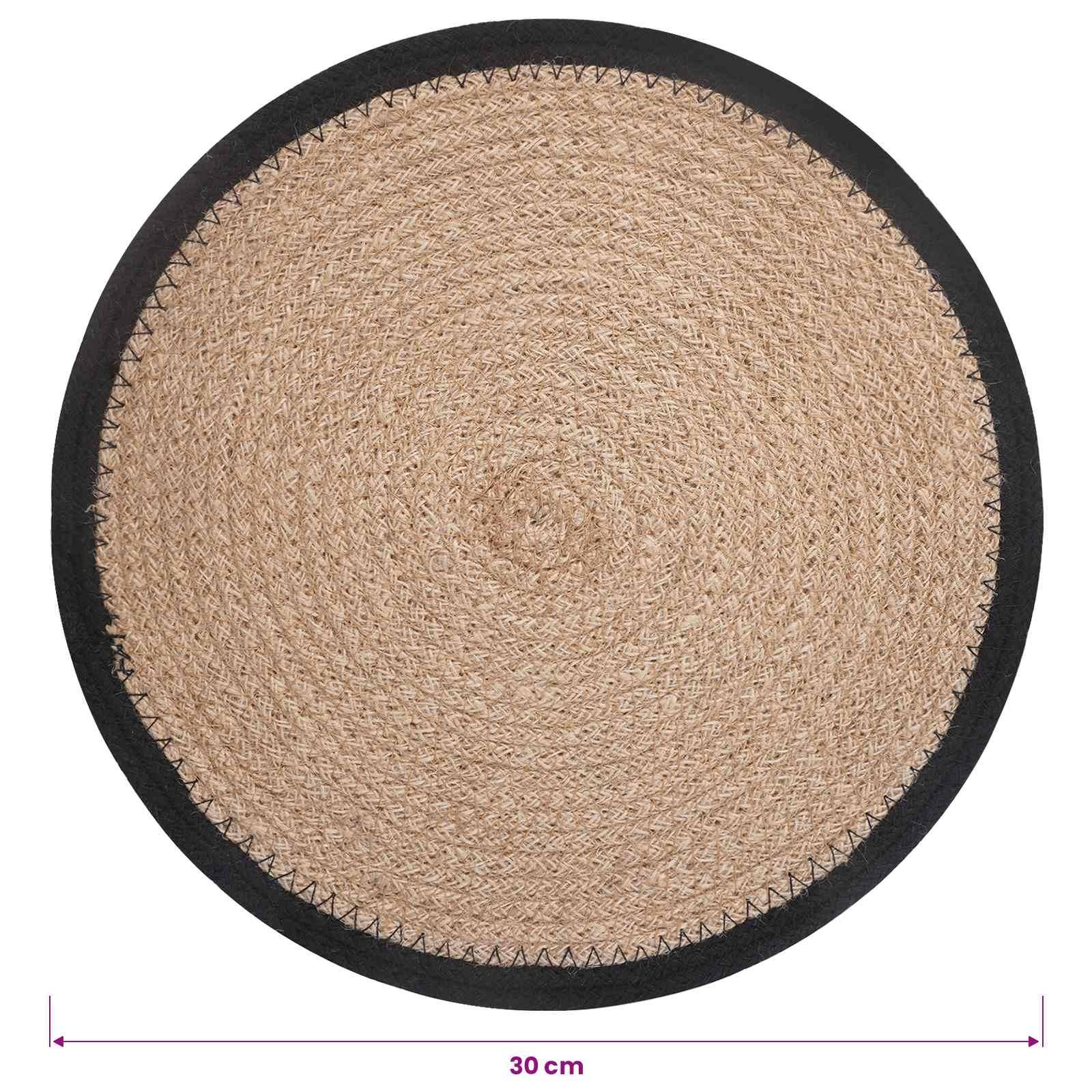 vidaXL Jute Platzsets 4 pcs Natürlich und Schwarz Ø 30 cm