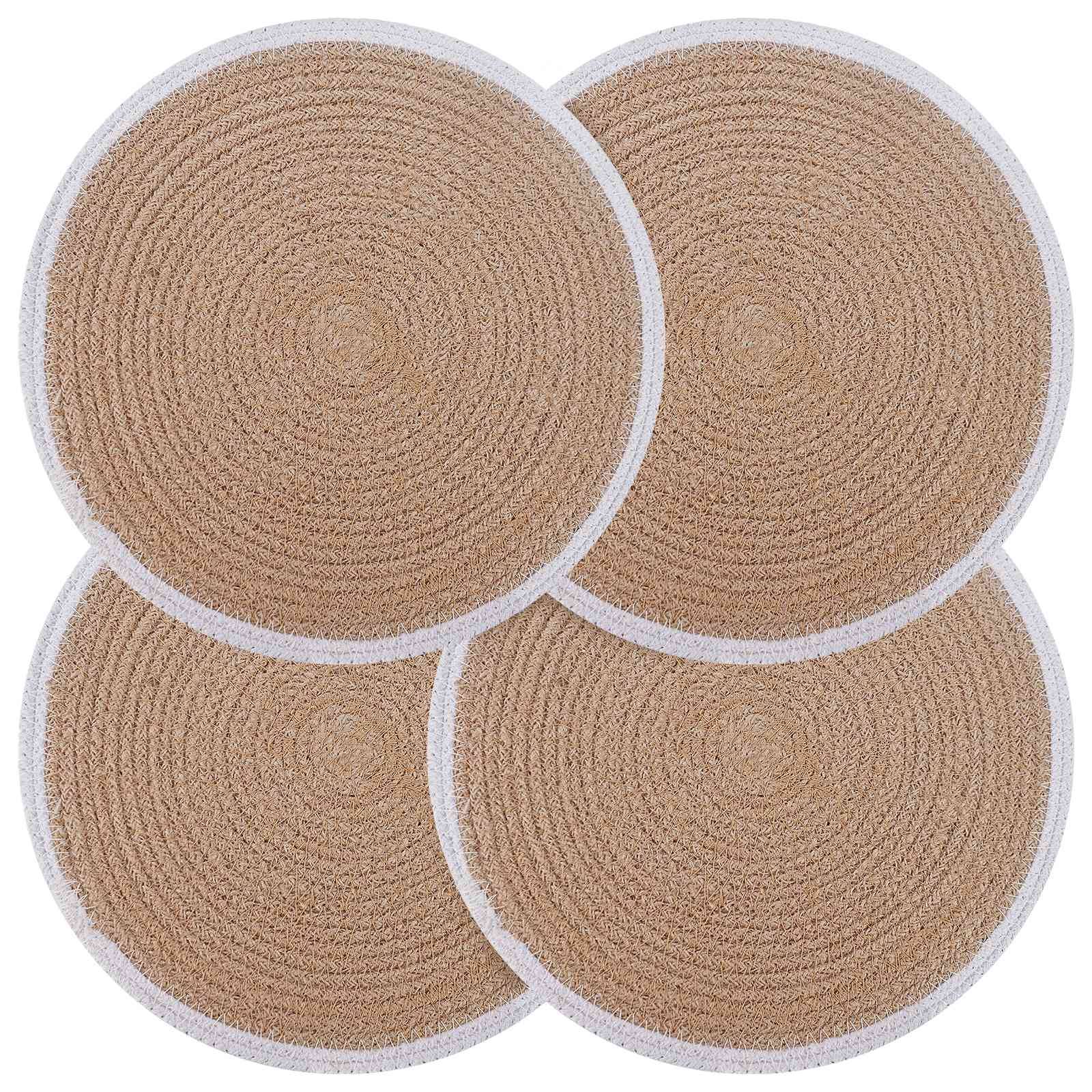 vidaXL Jute Platzsets 4 pcs Natürlich und Weiß Ø 30 cm 100% Tossa Jute