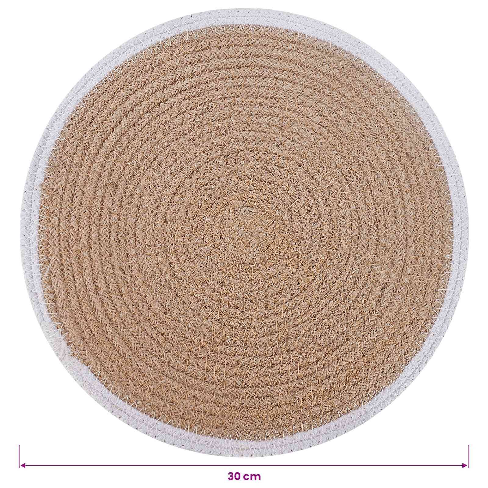 vidaXL Jute Platzsets 4 pcs Natürlich und Weiß Ø 30 cm 100% Tossa Jute