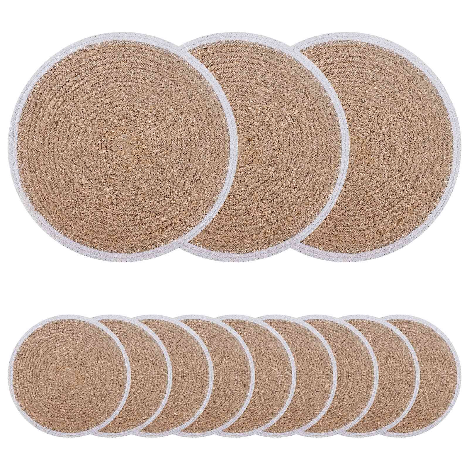 vidaXL Jute Platzsets 12 pcs Natürlich und Weiß Ø 30 cm