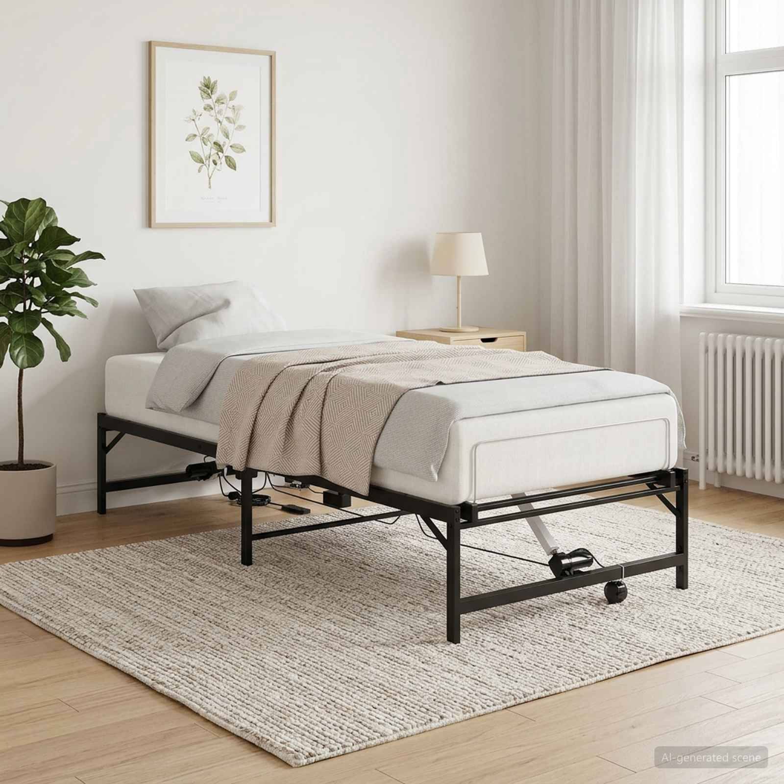 vidaXL Elektrisch verstellbares Bettgestell Schwarz 90 x 200 cm Stahl