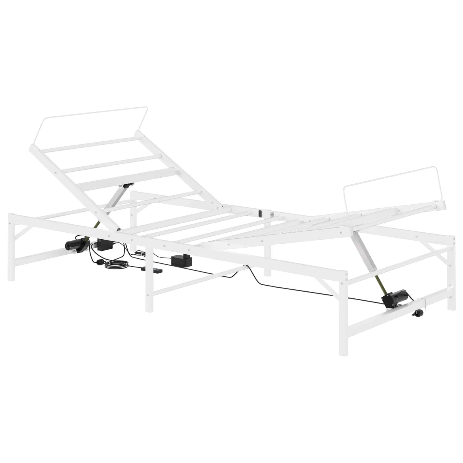 vidaXL Elektrisch verstellbares Bettgestell Weiß 75 x 190 cm Stahl