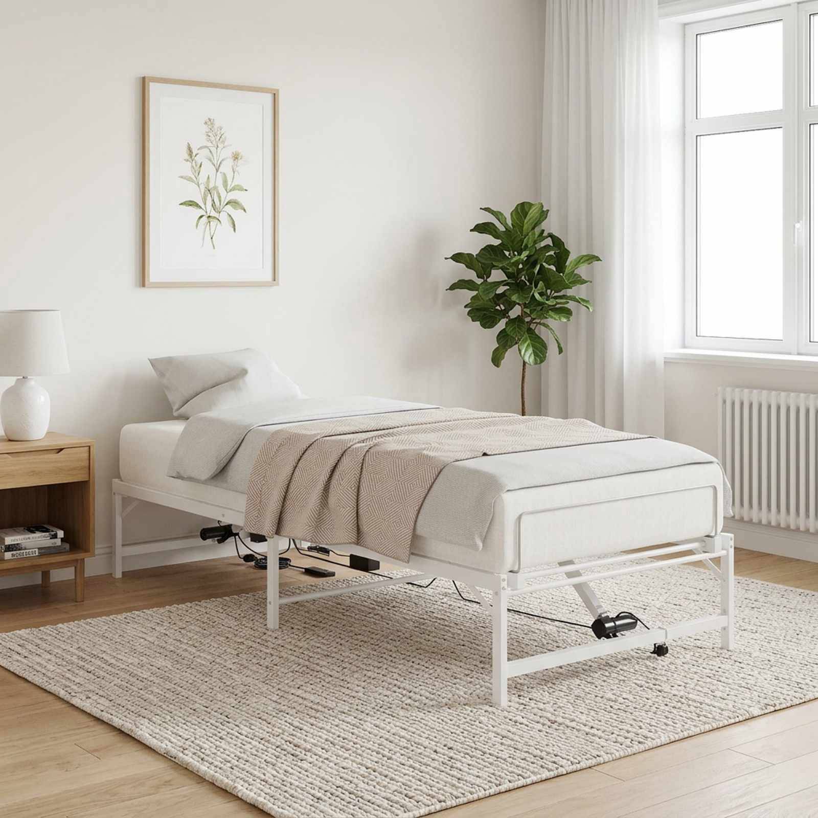 vidaXL Elektrisch verstellbares Bettgestell Weiß 75 x 190 cm Stahl