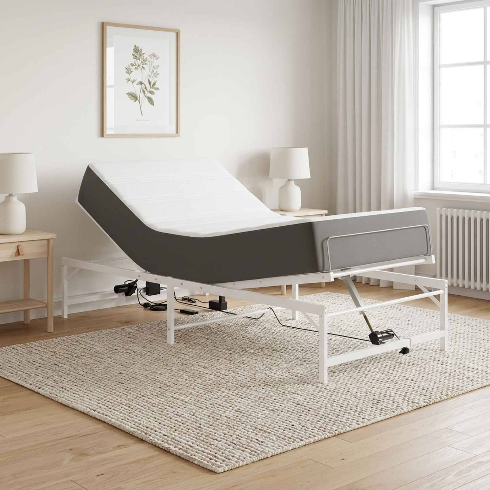 vidaXL Elektrisch verstellbares Bettgestell Weiß 75 x 190 cm Stahl