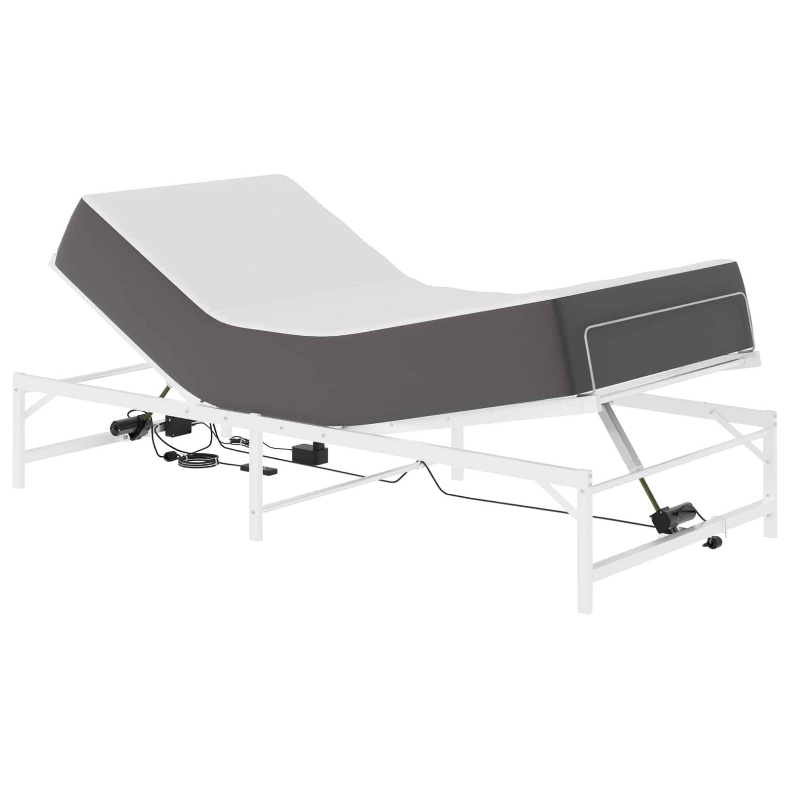 vidaXL Elektrisch verstellbares Bettgestell Weiß 75 x 190 cm Stahl
