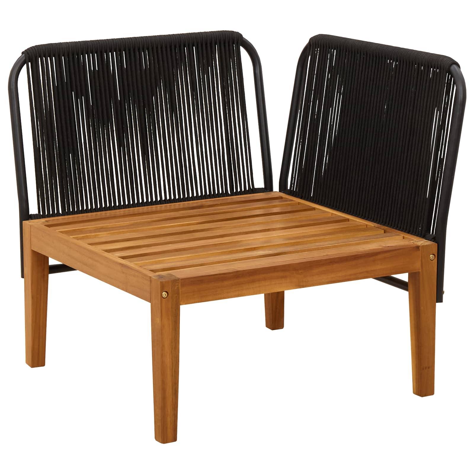 vidaXL Garten-Ecksofa mit Kissen Massives Akazienholz & Seil Natur