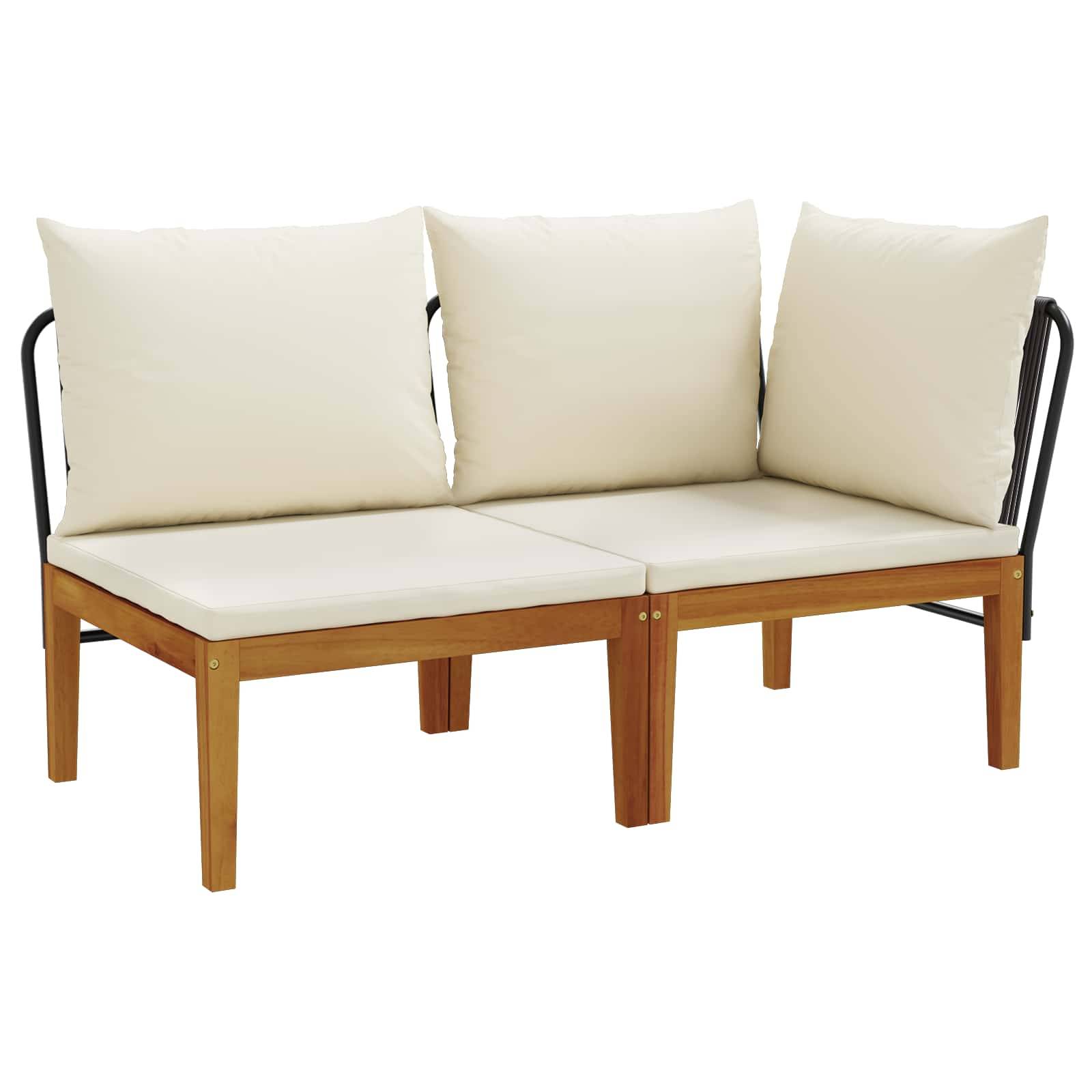 vidaXL 2 pcs Garten Lounge Set mit Kissen Massives Akazienholz & Seil