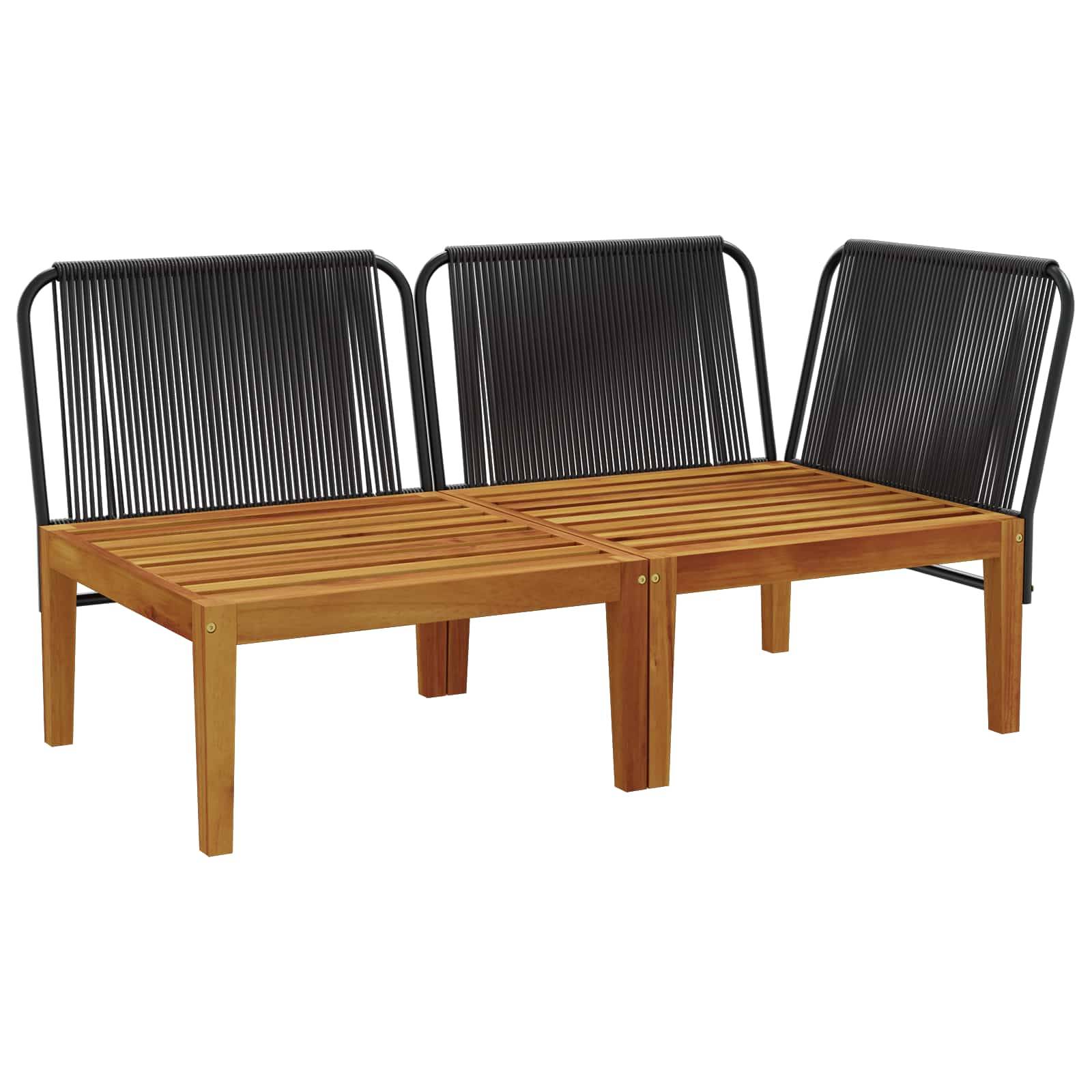 vidaXL 2 pcs Garten Lounge Set mit Kissen Massives Akazienholz & Seil