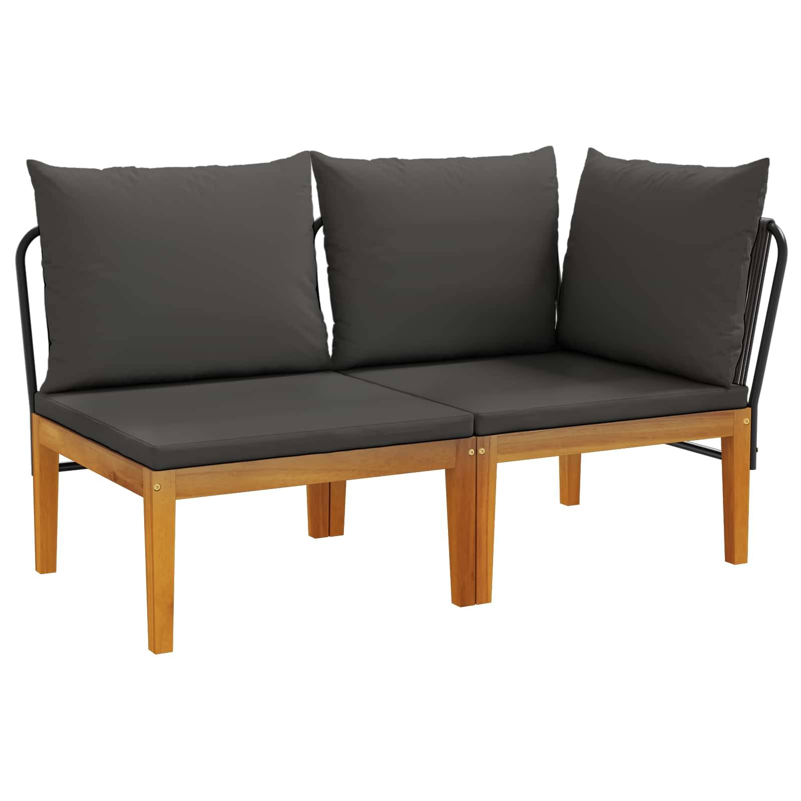 vidaXL 2 pcs Garten Lounge Set mit Kissen Massives Akazienholz & Seil