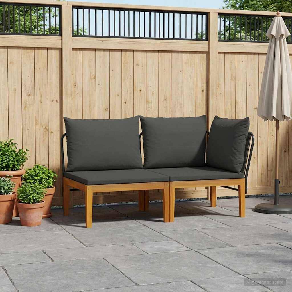 vidaXL 2 pcs Garten Lounge Set mit Kissen Massives Akazienholz & Seil