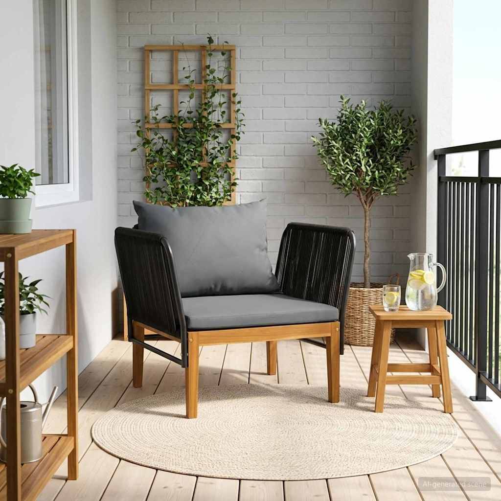 vidaXL Gartenstuhl mit Kissen Massives Akazienholz & Seil Natur