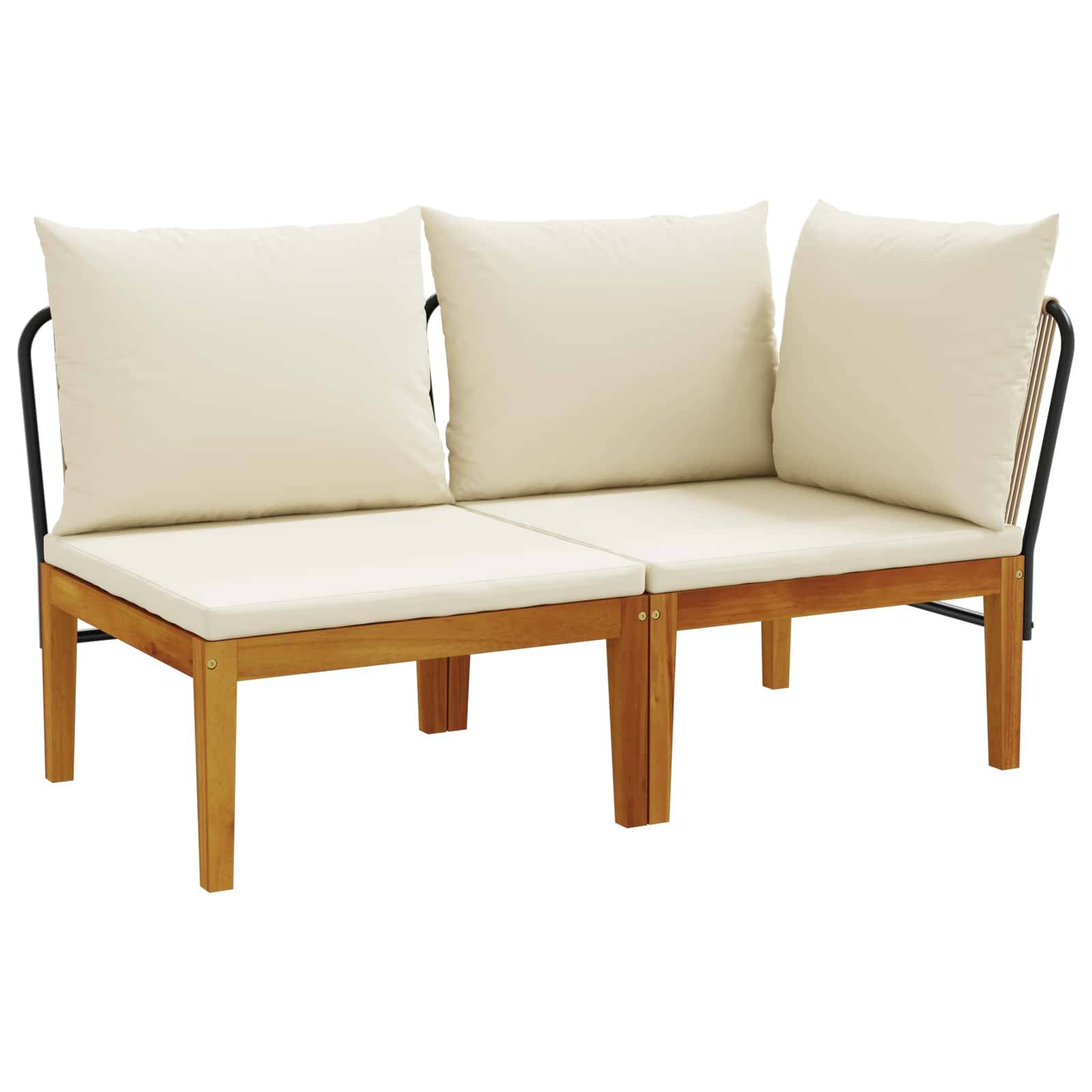 vidaXL 2 pcs Garten Lounge Set mit Kissen Massives Akazienholz & Seil