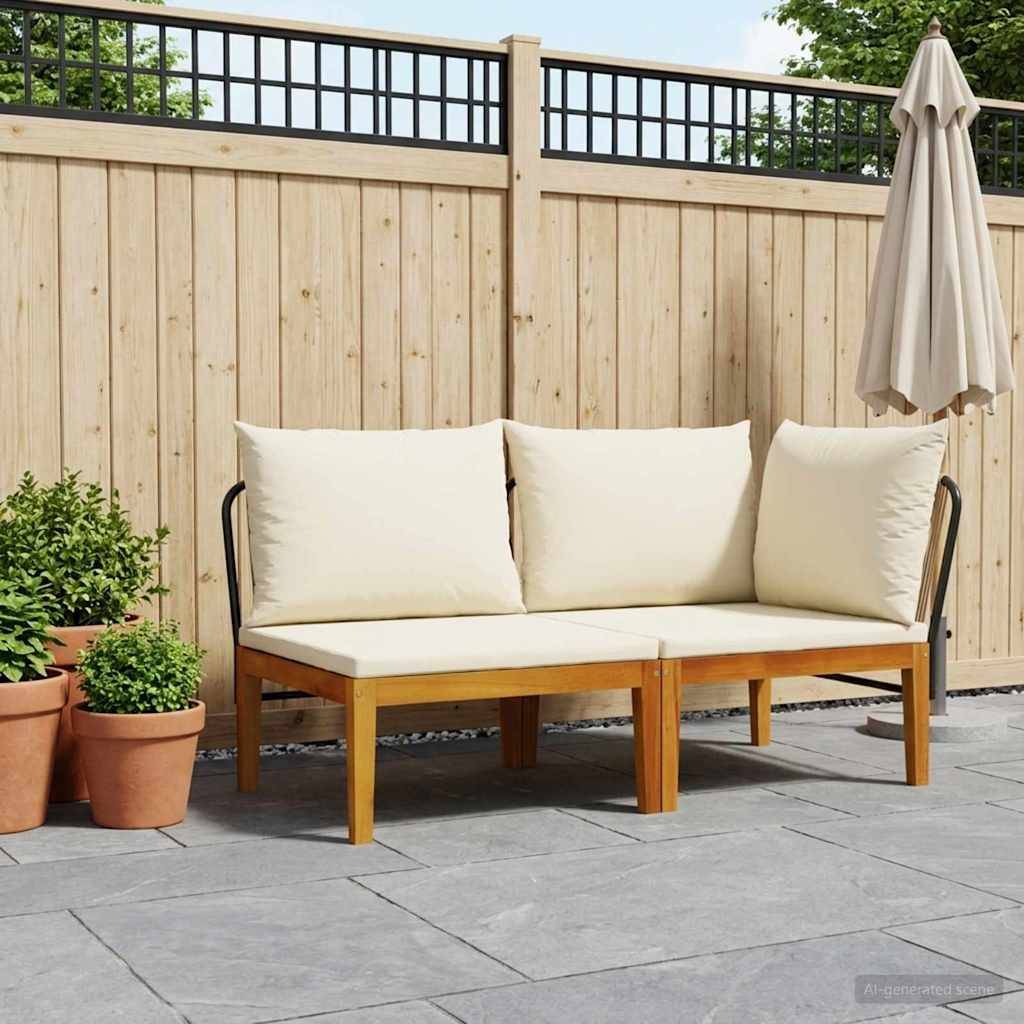 vidaXL 2 pcs Garten Lounge Set mit Kissen Massives Akazienholz & Seil