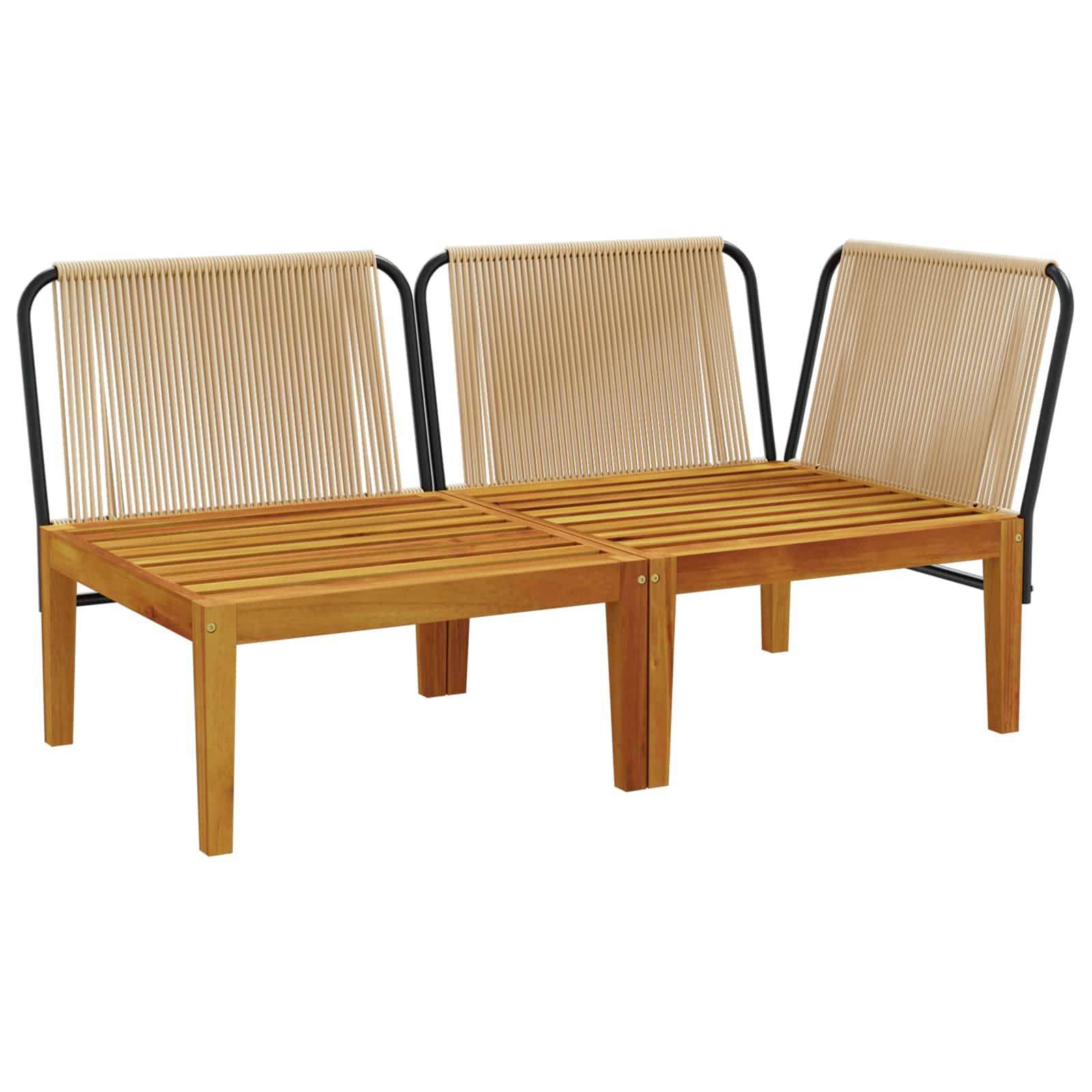 vidaXL 2 pcs Garten Lounge Set mit Kissen Massives Akazienholz & Seil
