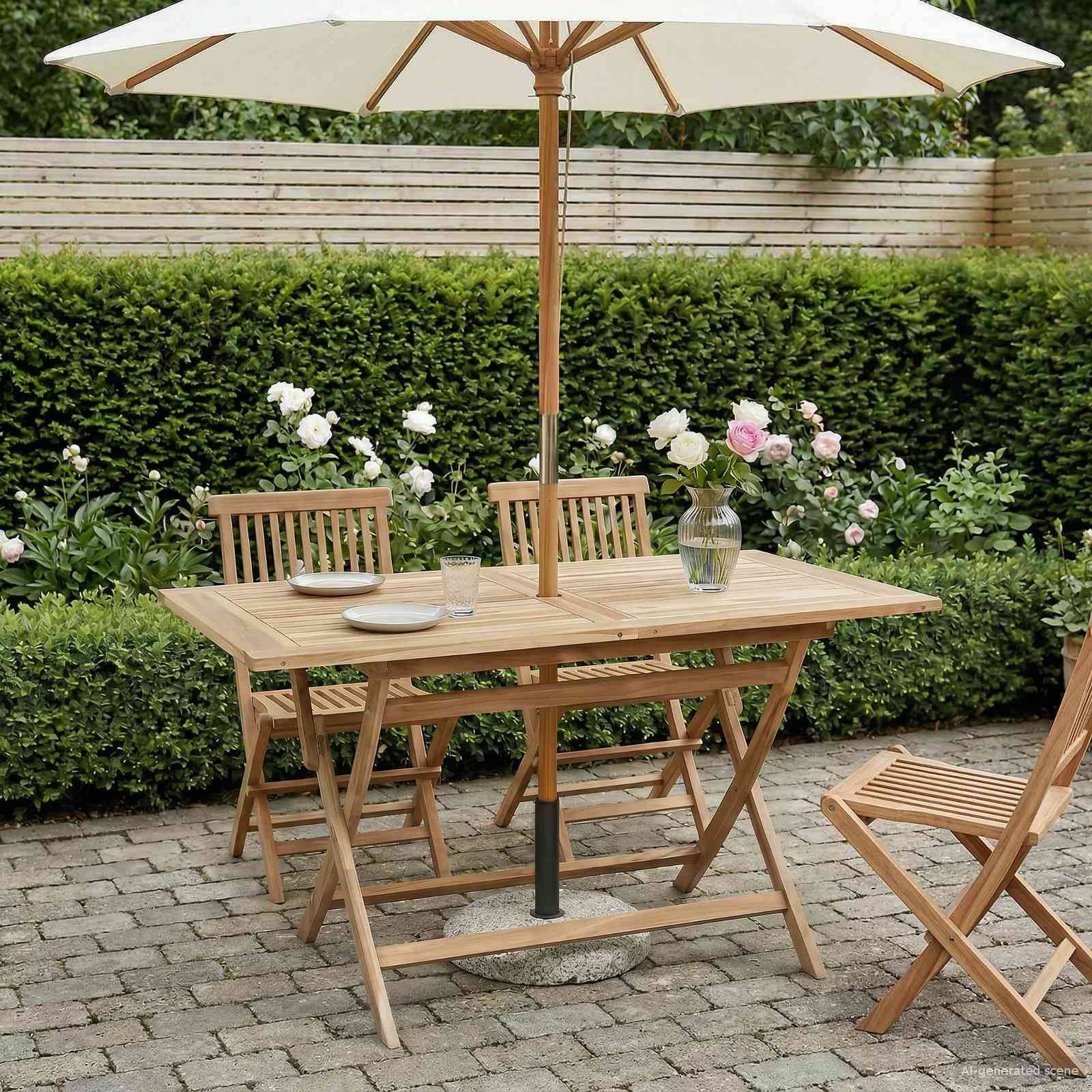 vidaXL Klappbarer Gartentisch Natur 120 x 70 x 75,5 cm