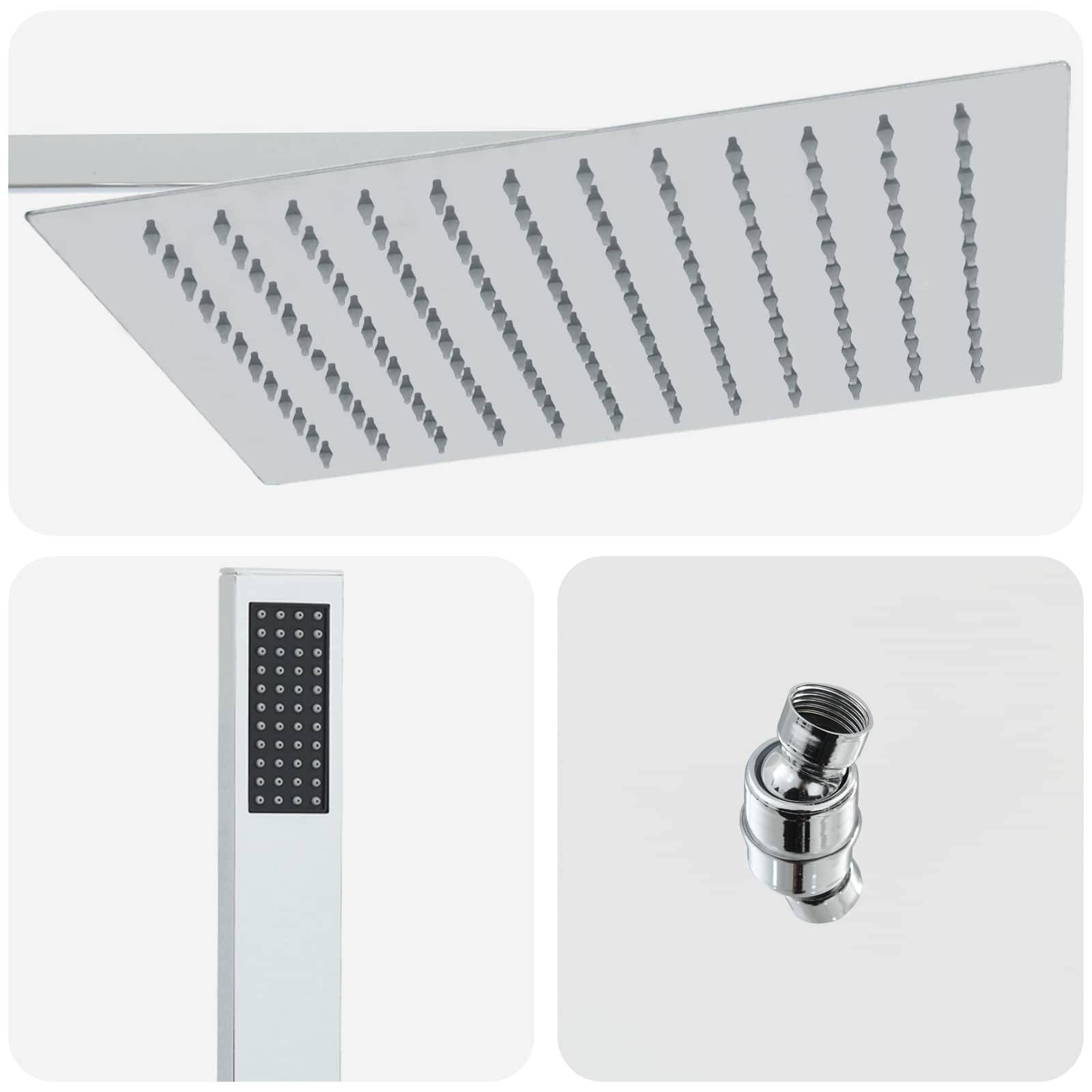 vidaXL Verborgenes Duschsystem (Quadrat) Silber Edelstahl 201