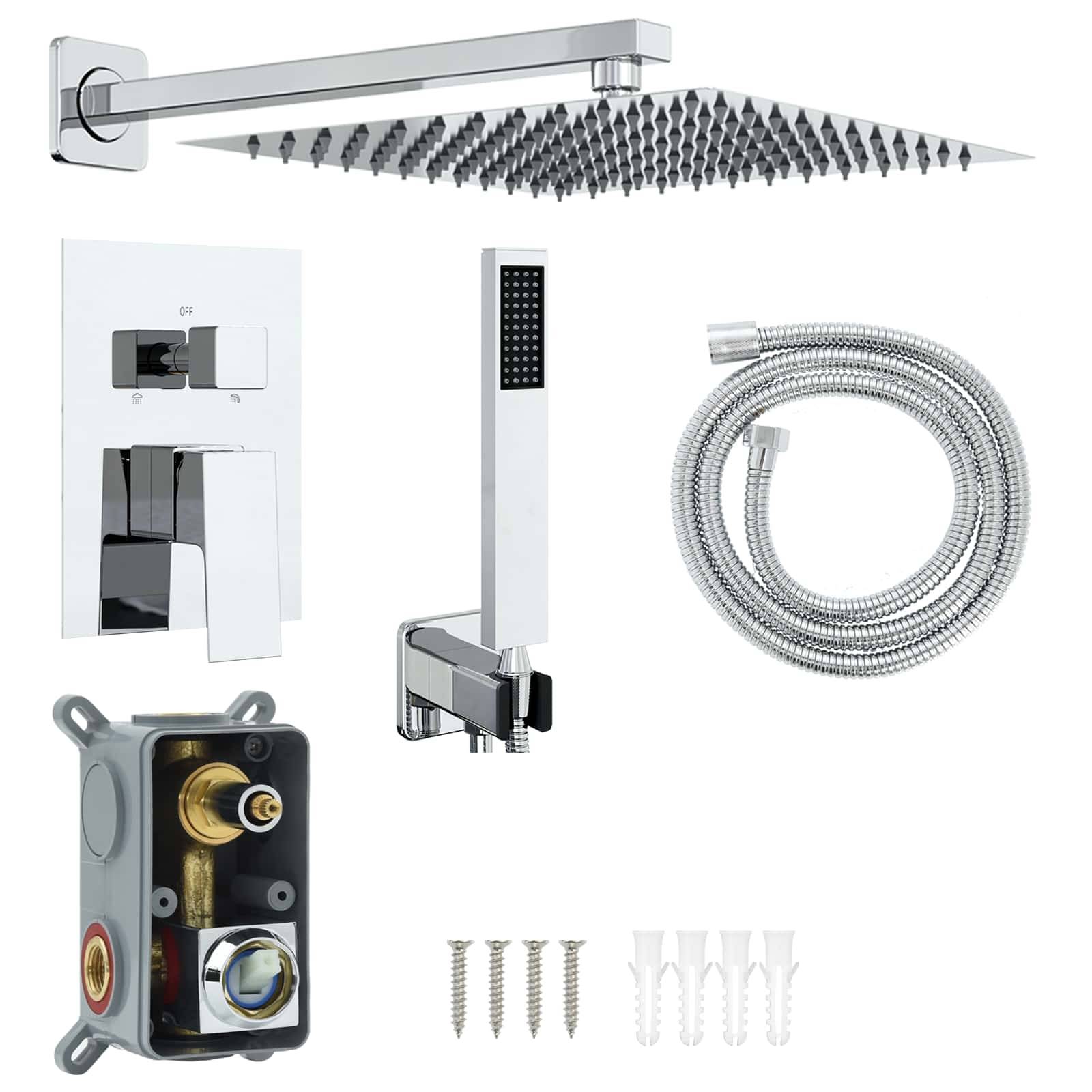 vidaXL Verborgenes Duschsystem (Quadrat) Silber Edelstahl 201