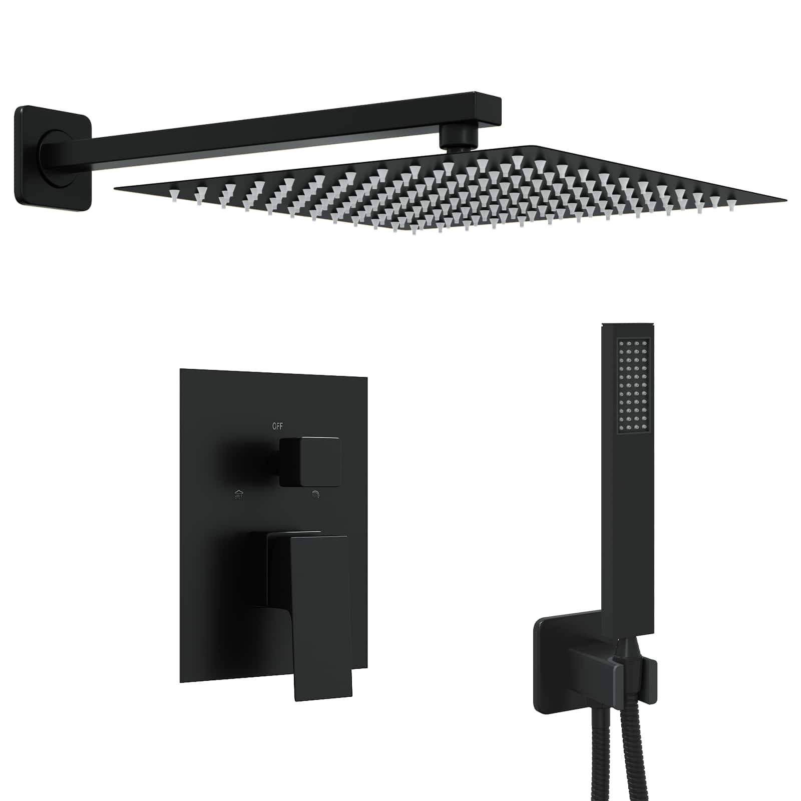 vidaXL Verborgenes Duschsystem (Quadrat) Schwarz Edelstahl 201