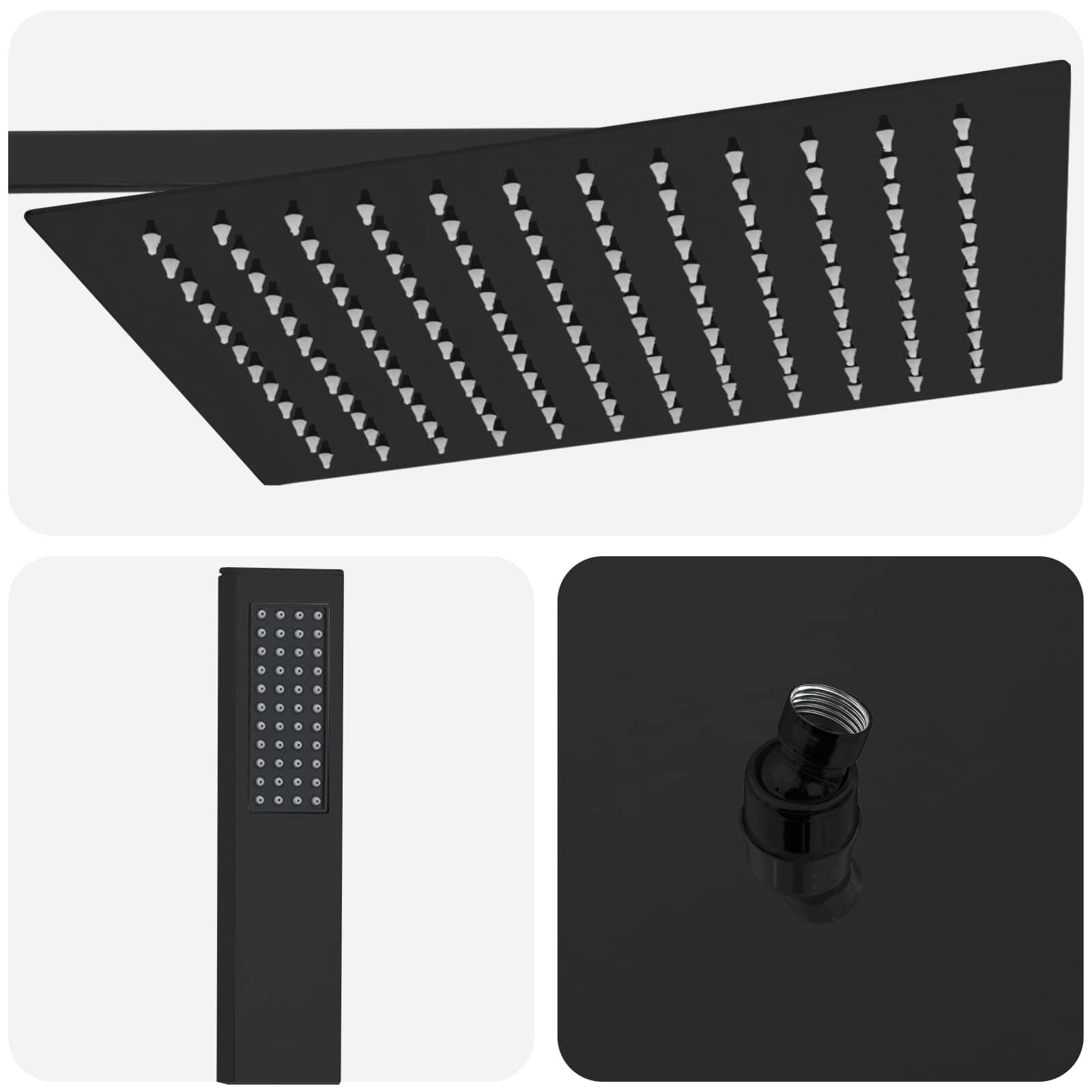vidaXL Verborgenes Duschsystem (Quadrat) Schwarz Edelstahl 201