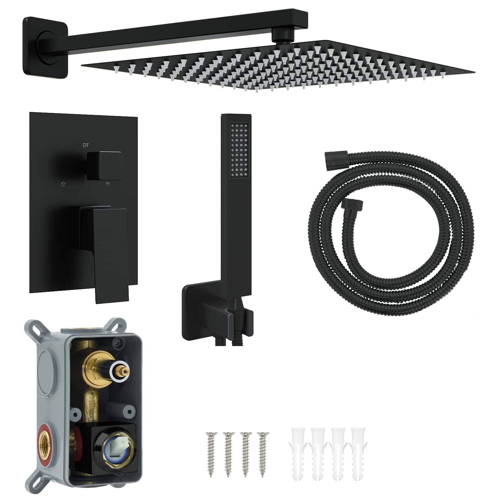 vidaXL Verborgenes Duschsystem (Quadrat) Schwarz Edelstahl 201