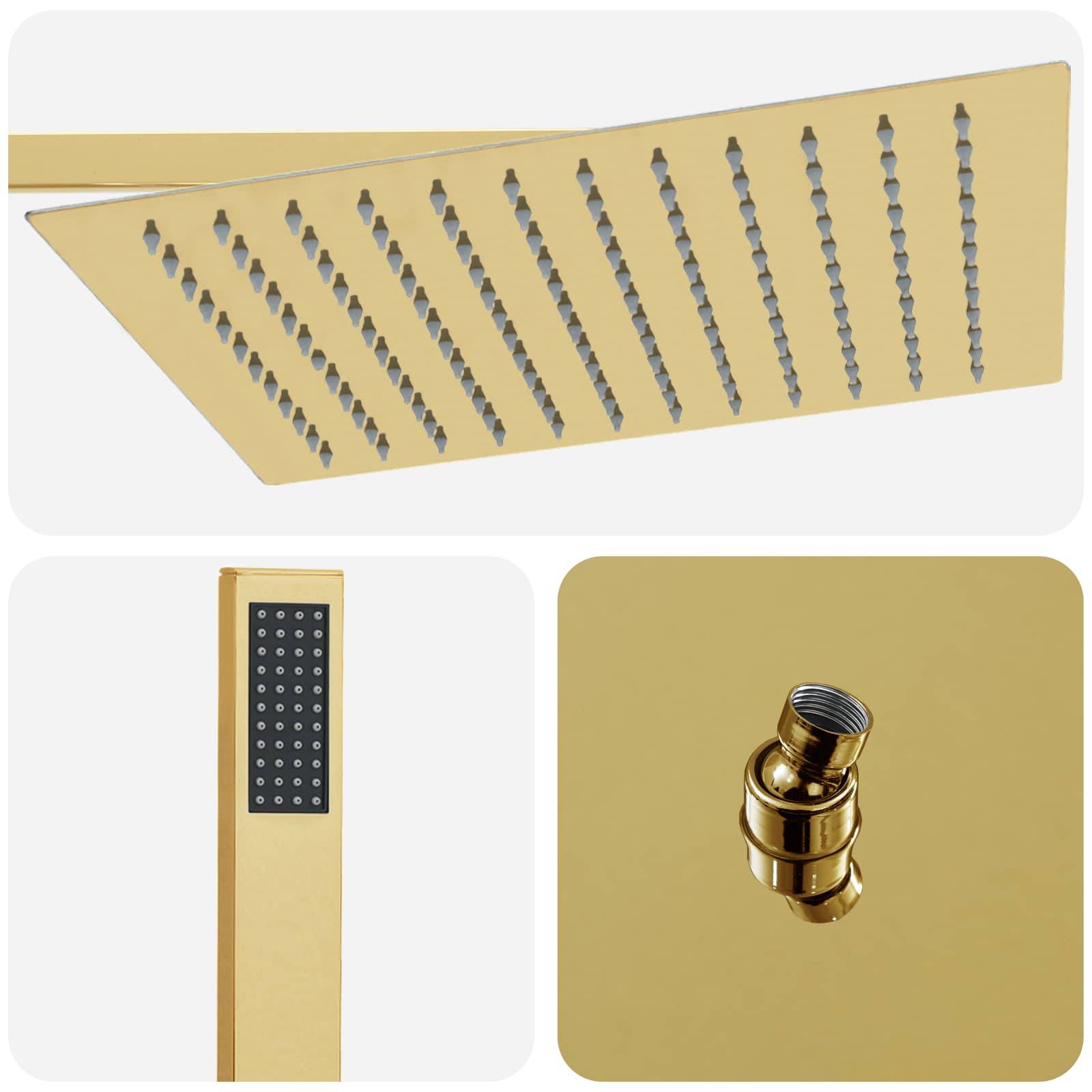 vidaXL Verborgenes Duschsystem (Quadrat) Gold Edelstahl 201