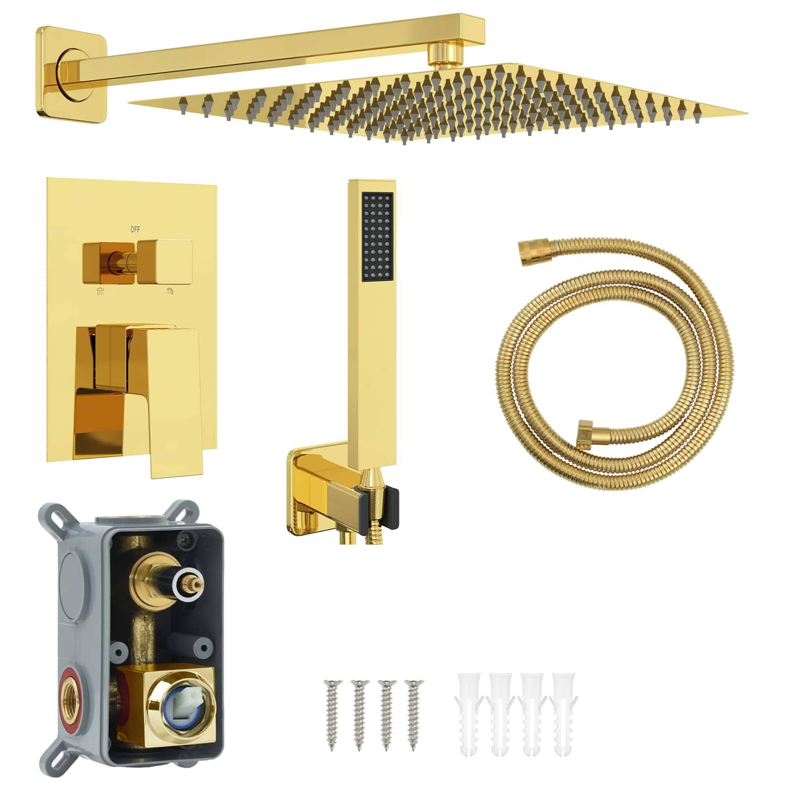 vidaXL Verborgenes Duschsystem (Quadrat) Gold Edelstahl 201