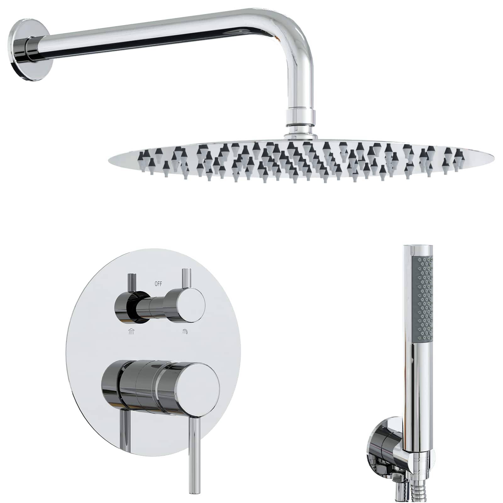 vidaXL Verdecktes Duschsystem (Rund) Silber Edelstahl 201