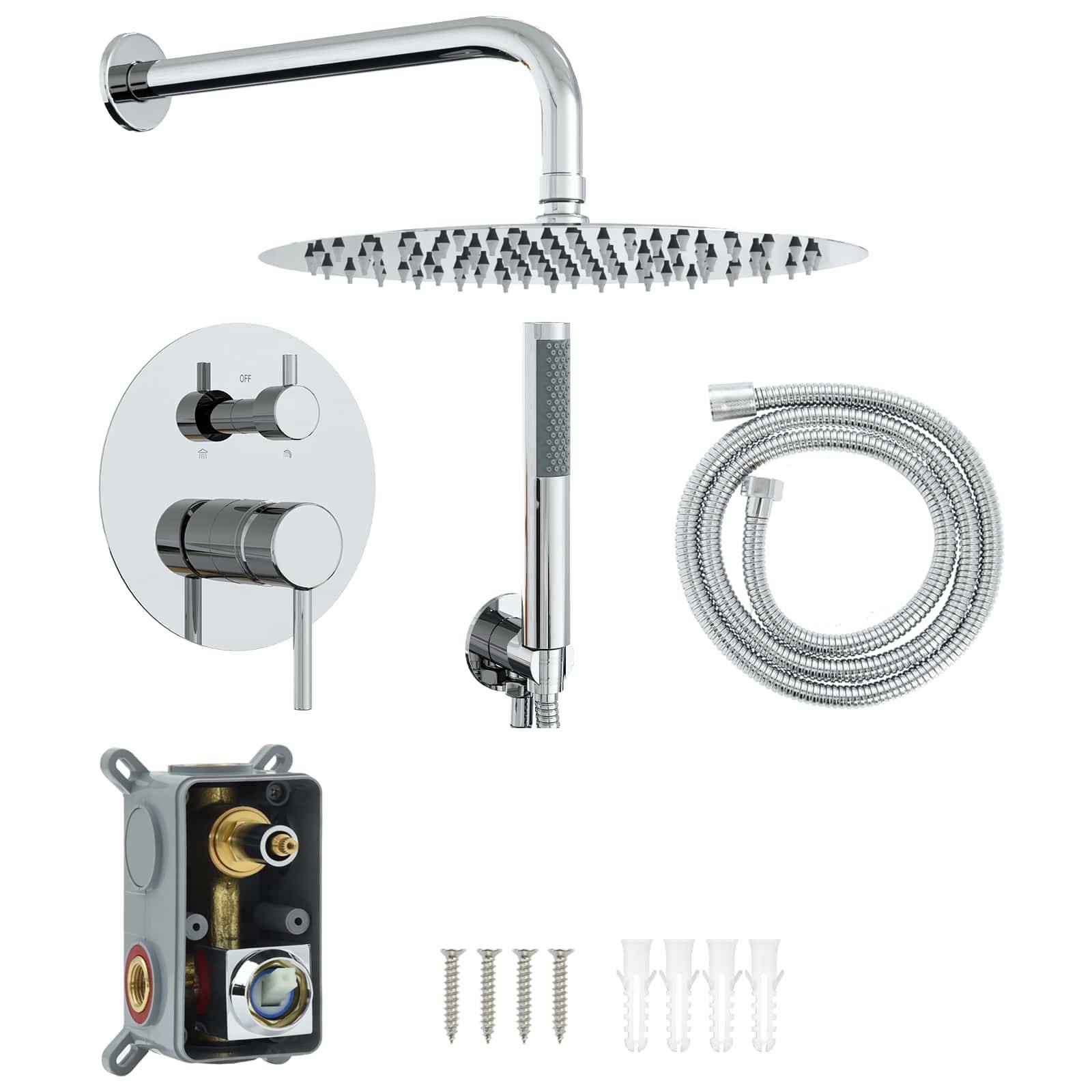 vidaXL Verdecktes Duschsystem (Rund) Silber Edelstahl 201