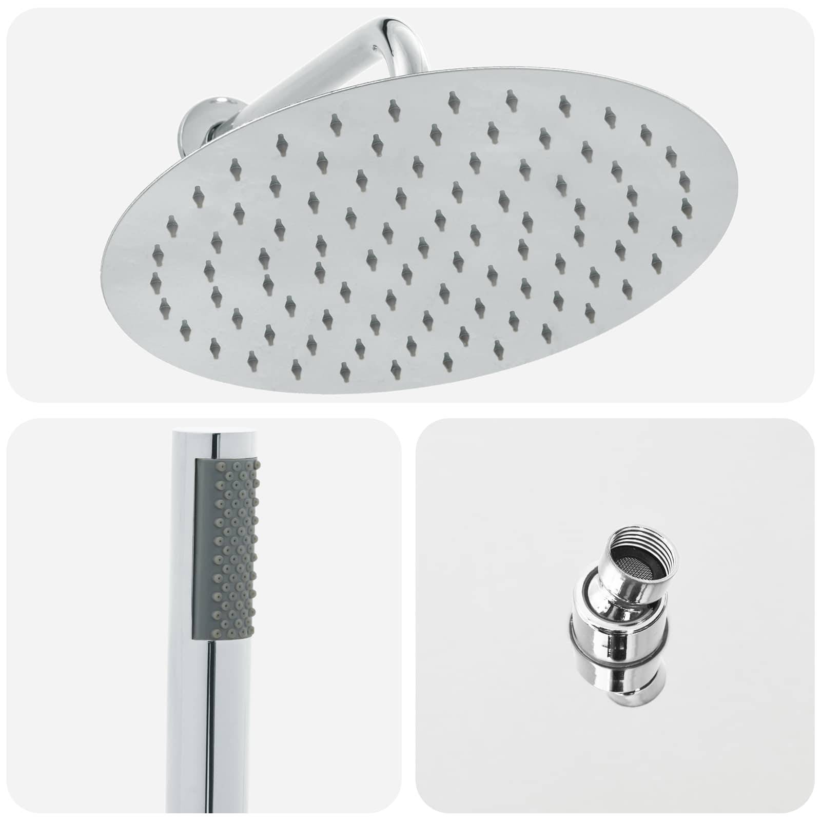vidaXL Verdecktes Duschsystem (Rund) Silber Edelstahl 201