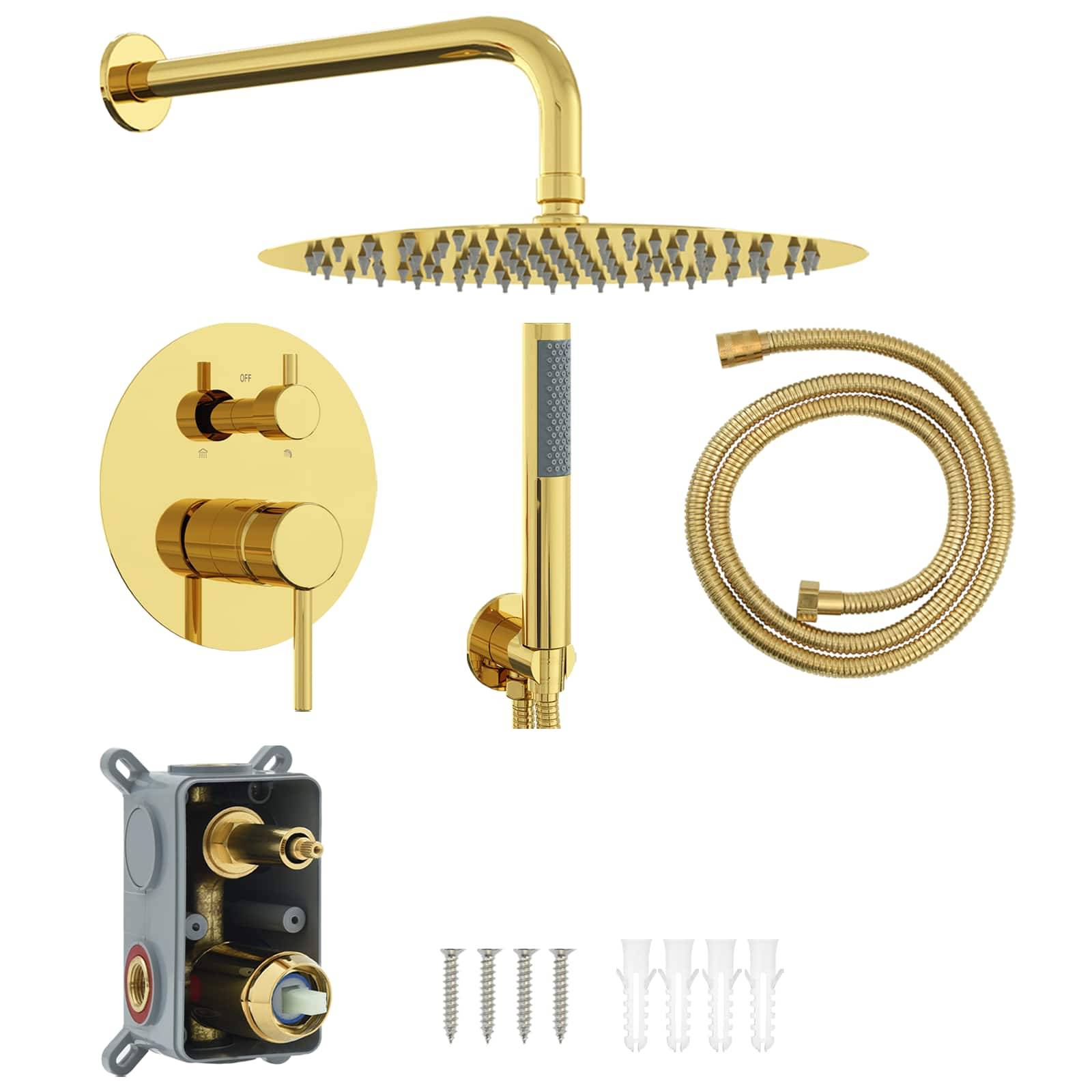 vidaXL Verdecktes Duschsystem (Rund) Gold Edelstahl 201